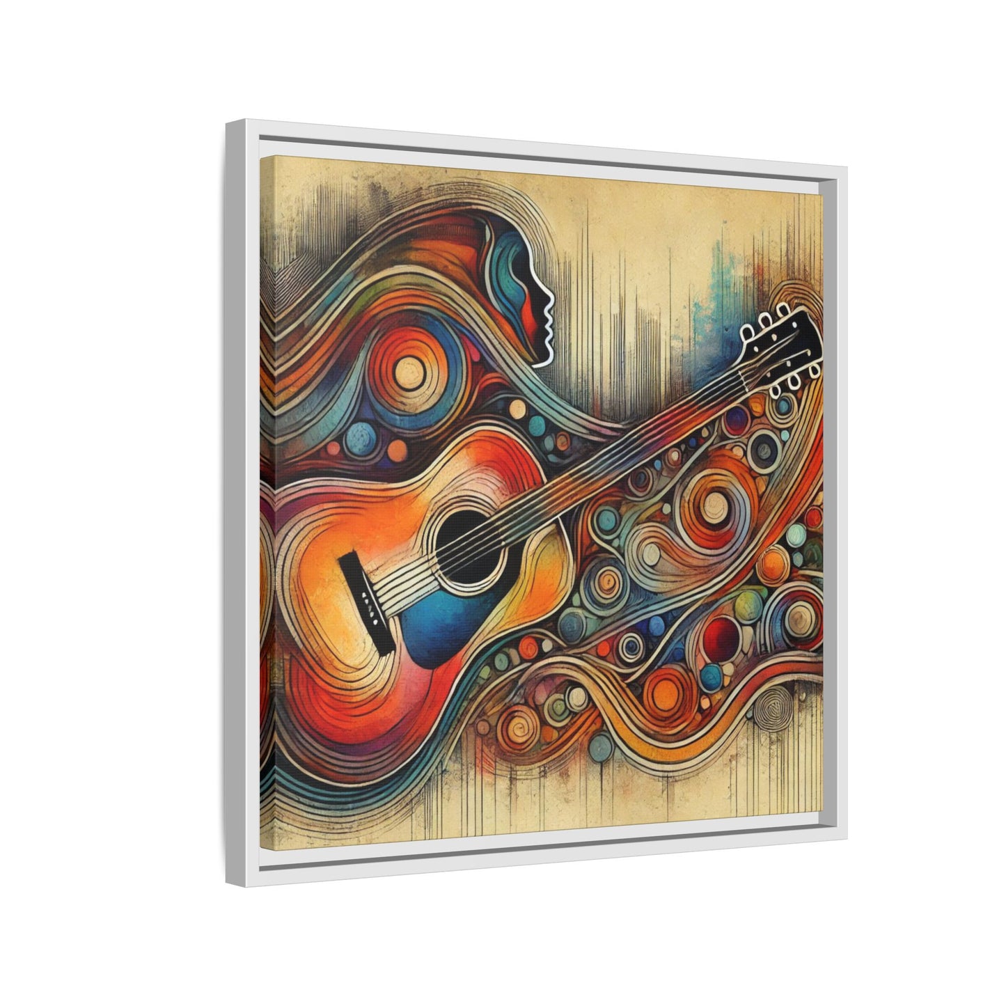 Modern Music-Themed Print Abstract Design Unique Framed Canvas Print Guitar Wall Art Music Lover Gift Decor 3 frame colors