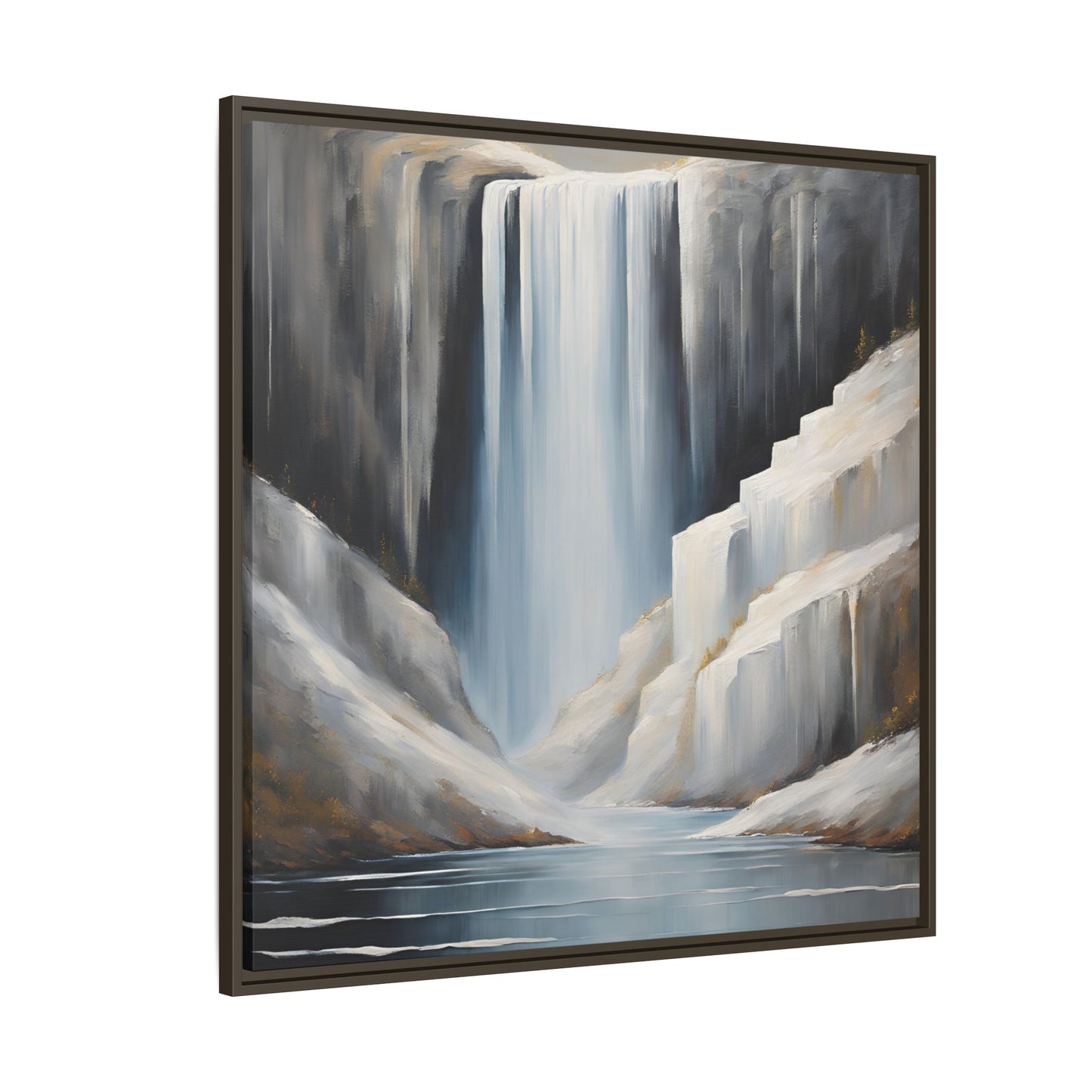 Modern Abstract Waterfall Design Unique Framed Canvas Wall Art Ocean Beach Gift Nature Lover Gift Mountain Landscape Gift 3 frame colors