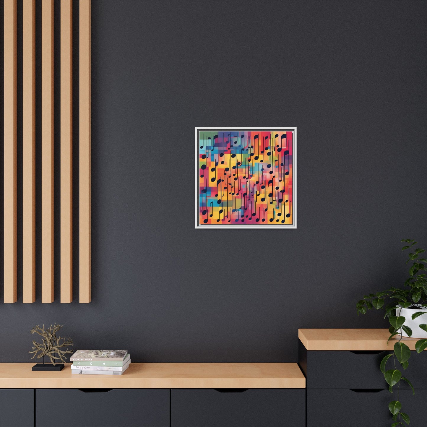 Modern Music-Themed Print Abstract Design Unique Framed Canvas Print Treble Clef Note Wall Art Music Lover Gift Decor 3 frame colors