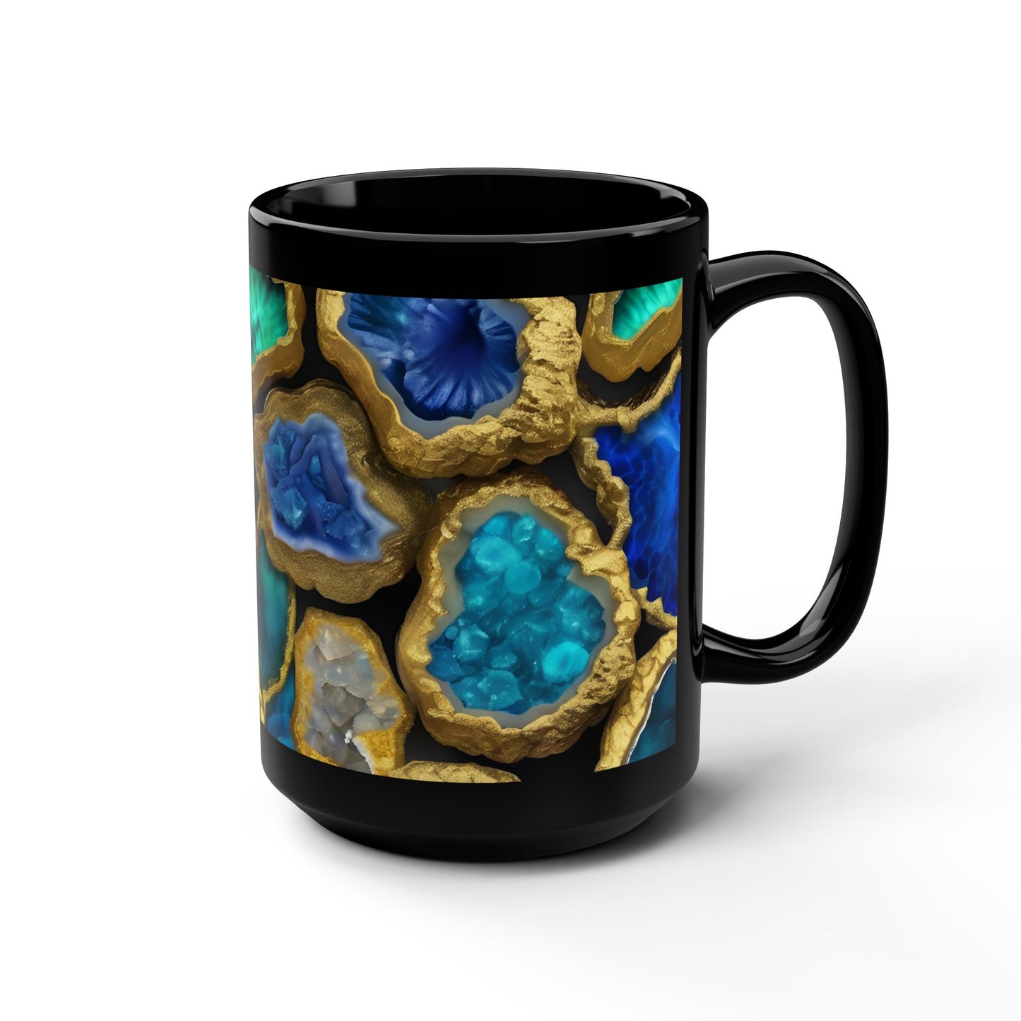 Ceramic Coffee Mug Quartz-Inspired Agate Image Nature Lover Ceramic Unique Colorful Teacup Geode Rock Gemstone Lover Ceramic 15 oz Mug