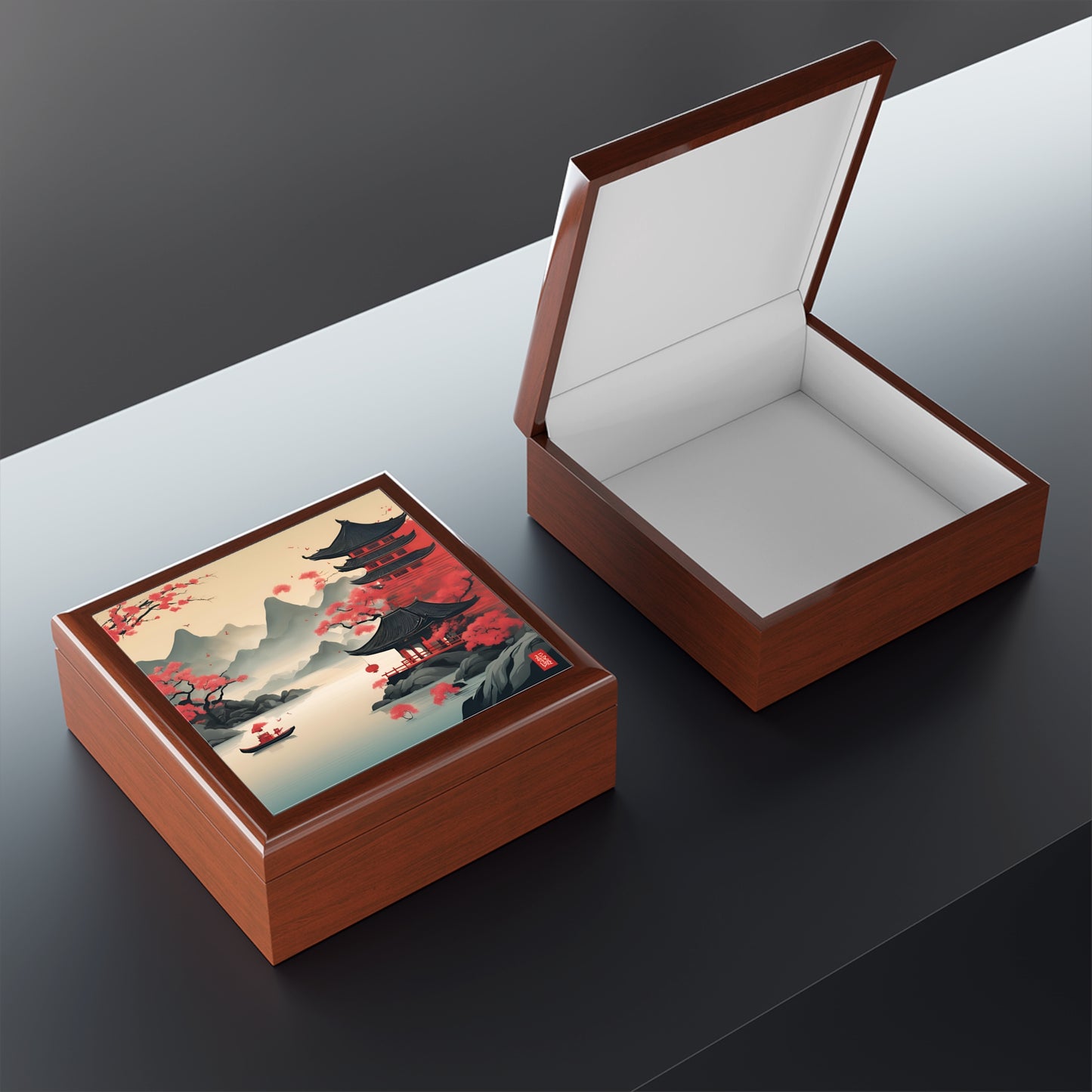 Unique Art Print Design Jewelry Box Trinket Box Bedroom Dresser Decor Vanity Gift Box - 3 colors to choose from