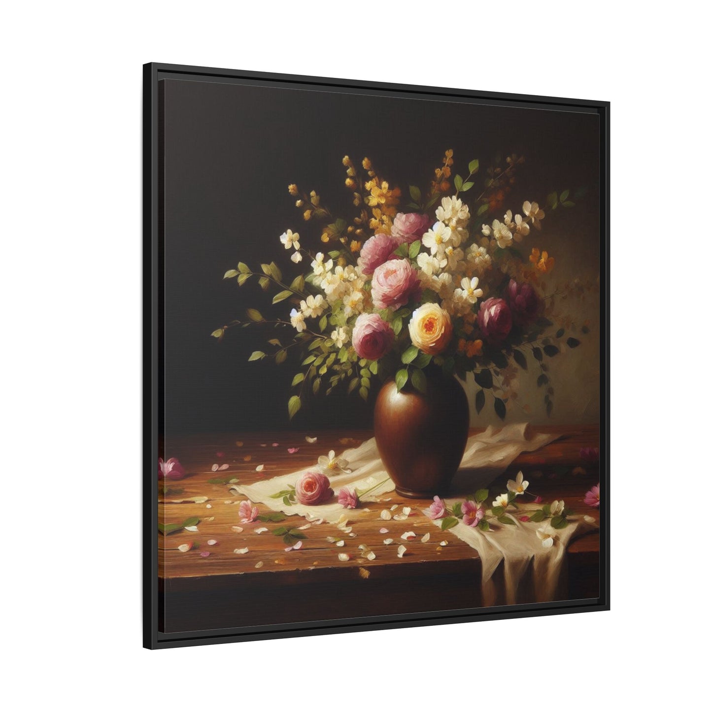 Vase of Flowers Unique Framed Canvas Wall Art Flower Lover Gift Wildflower Artwork Nature Lover Lanscape Gift 3 frame colors