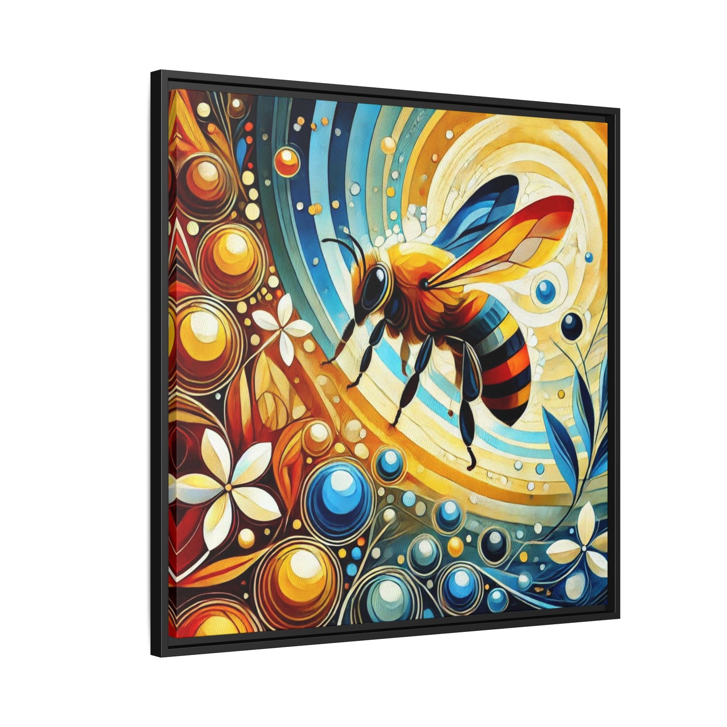 Modern Bee Print Abstract Design Unique Framed Canvas Print Insect Lover Wall Art Animal Lover Nature Lover Decor 3 frame colors