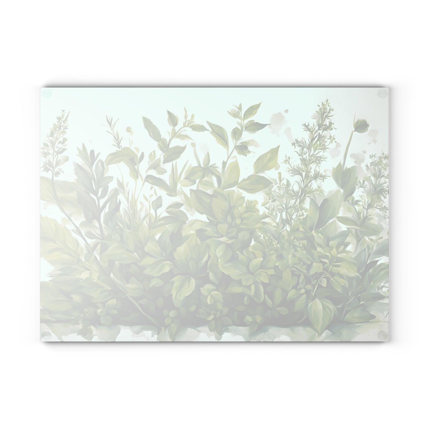 Kitchen Decor Glass Cutting Board Serving Tray with Garden Herbs Image Pattern Cutting Board Gift for Home Cook Charcuterie Board