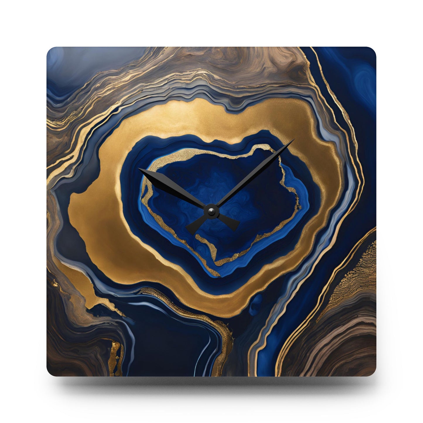 Rustic Wood-look Geode-inspired Design Acrylic Clock Unique Colorful Wall Clock for Kitchen or Living Room Nature Lover Gift