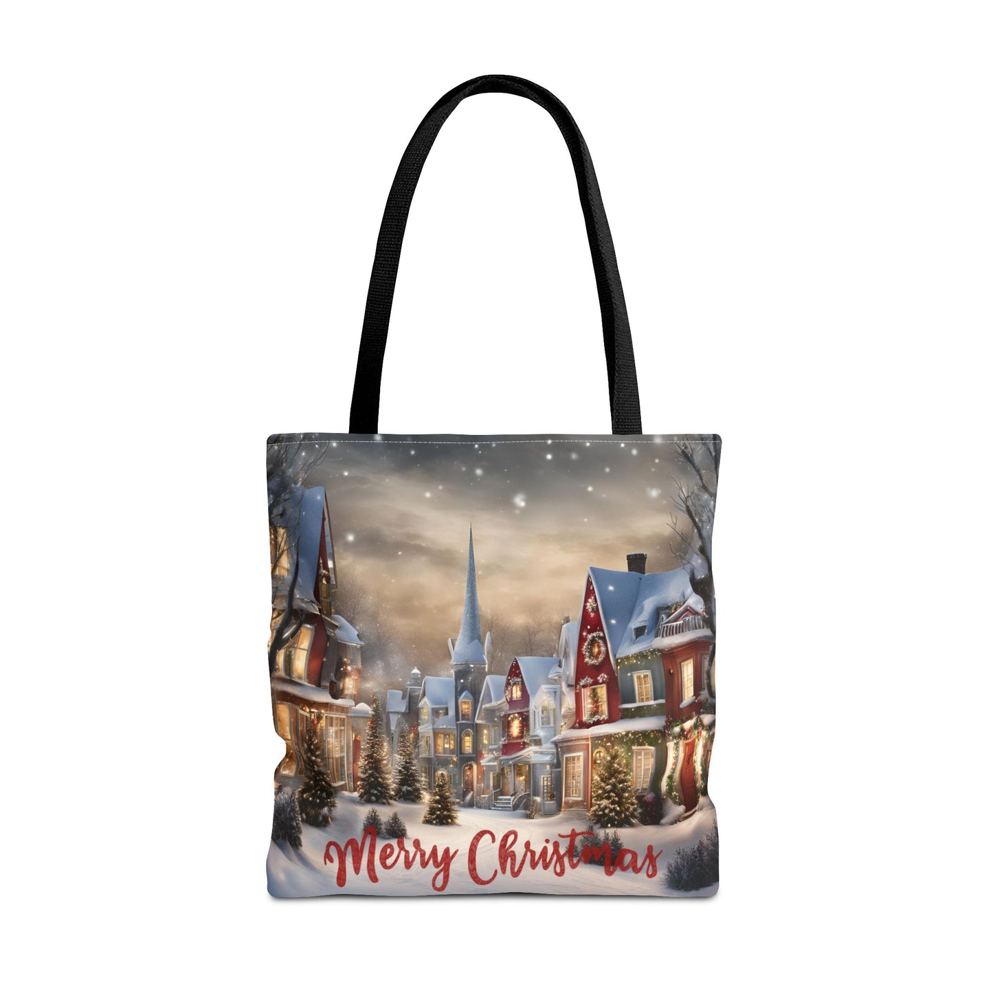 Christmas Tote Bag Holiday Cheer Gift Glam Winter Accessory Reusable Snowy Winter Town Shopping Bag Xmas Joy Gift Unisex Bag for Him Her