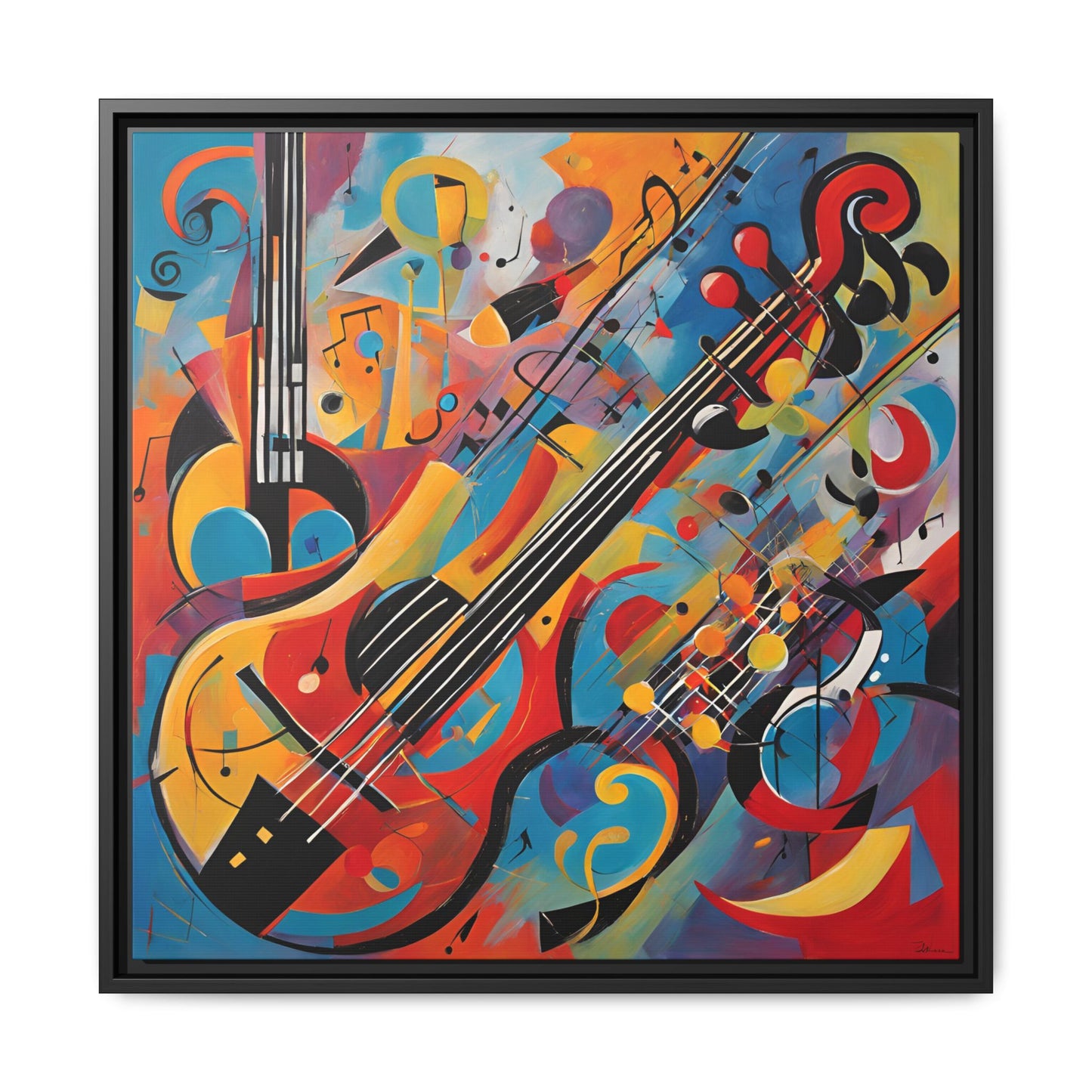 Modern Music-Themed Print Abstract Design Unique Framed Canvas Print Guitar Wall Art Music Lover Gift Decor 3 frame colors