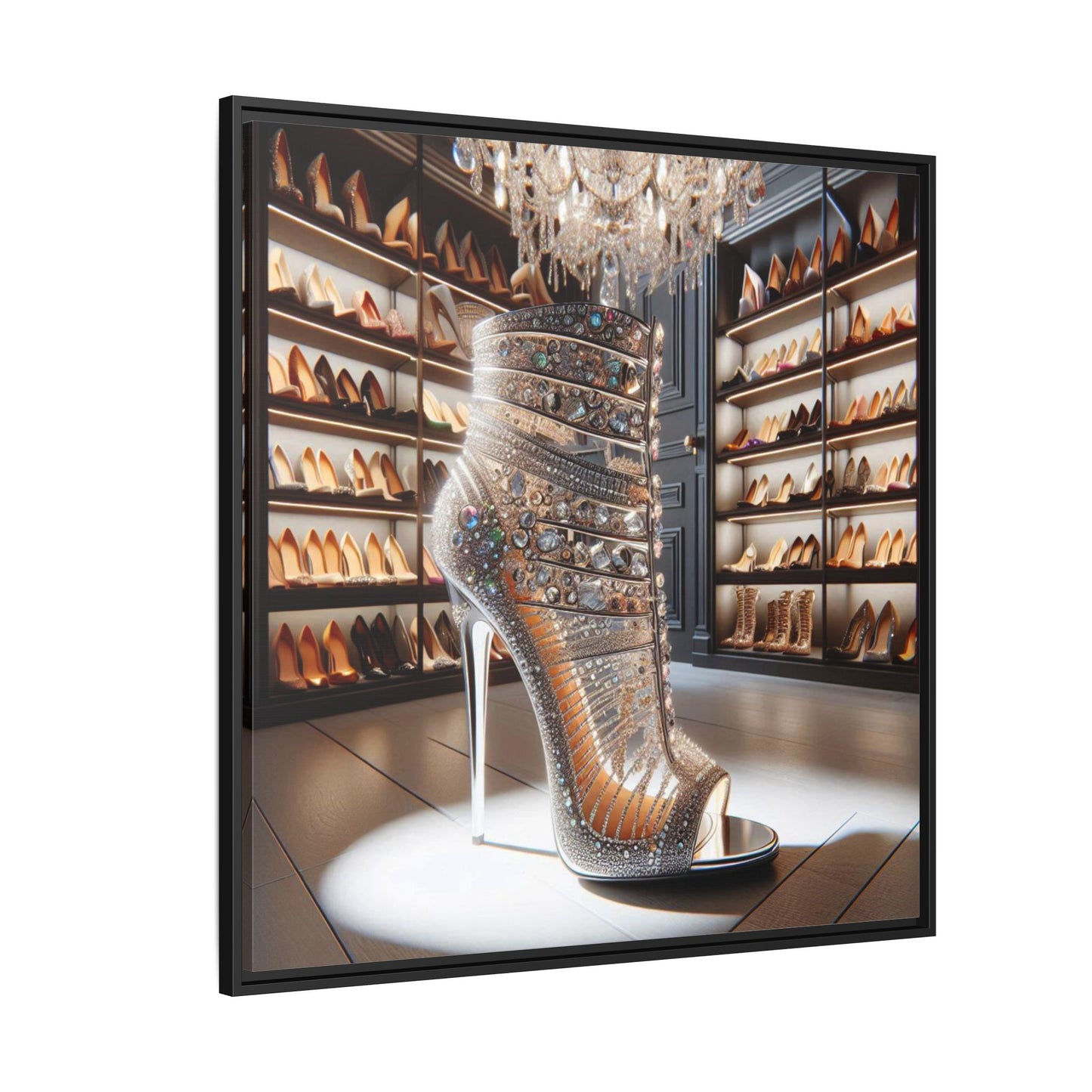 High Heel Shoe Framed Canvas Print Wall Art Unique Fashion Designer Style Haute Couture Shoe Lover Fashionista Gift Decor 3 Frame Colors