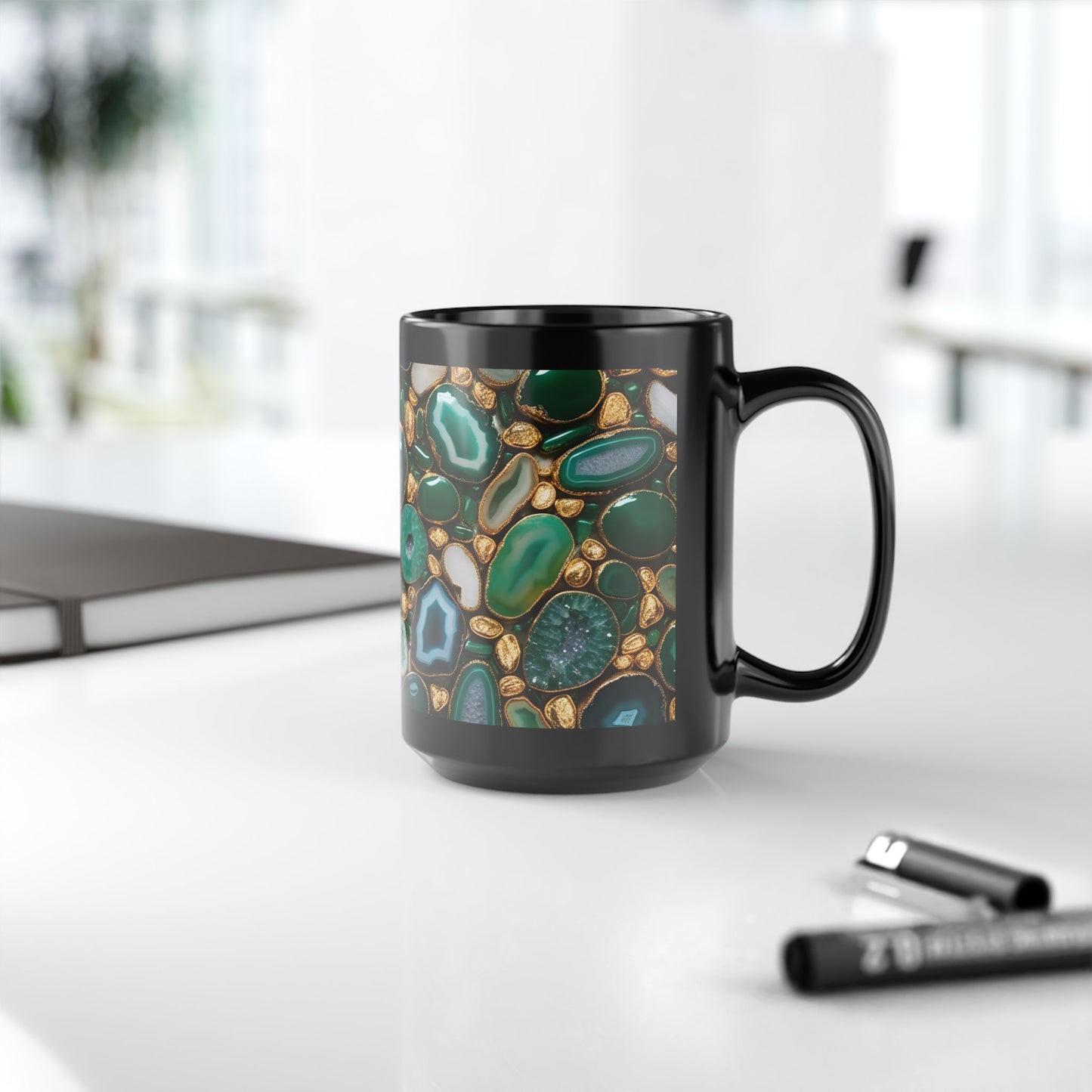 Ceramic Coffee Mug Quartz-Inspired Image Nature Rock Lover Ceramic Tea Cup Flower Garden Lover Geode Agate Look Ceramic Mug