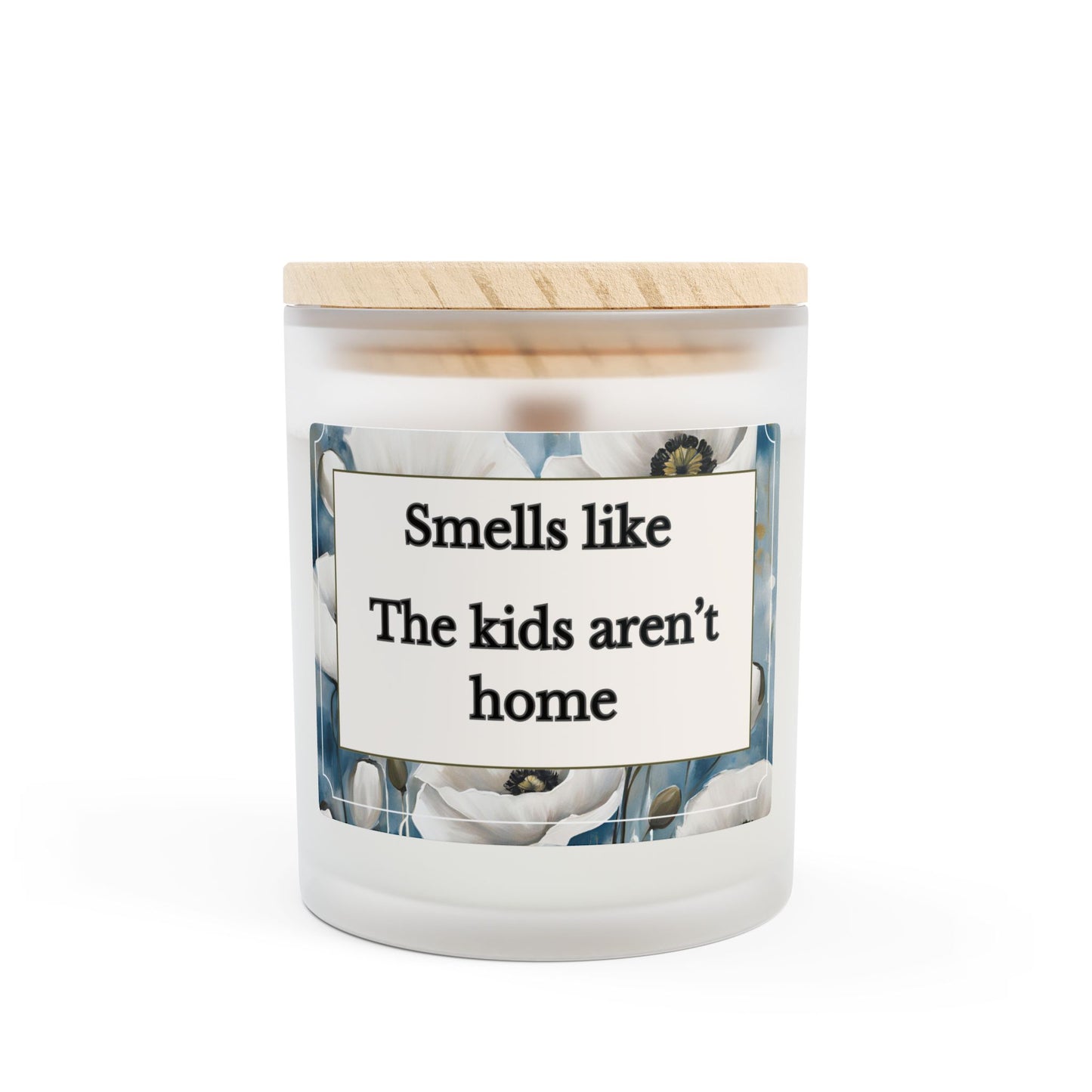 Artisanal Coconut Soy Frosted Glass Candle with Wooden Wick and Raw Maple Lid 11 oz Hand Poured Funny Parents Candle 50 hrs burn time