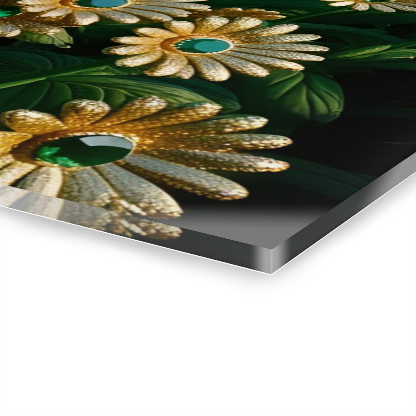 Floral Design Acrylic Gold and Gemstone Daisy Print Nature Lover Wall Art Flower Lover Gift Flower Artwork Modern Garden Home Decor