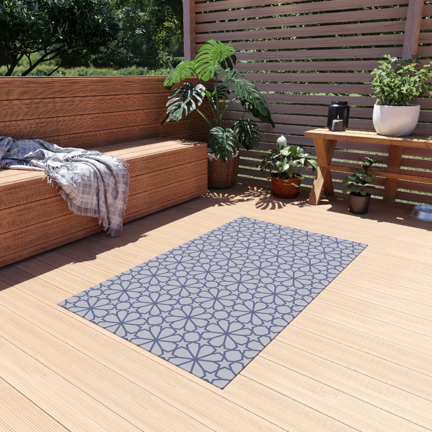 Chenille Outdoor Rug with No-Skid Backing Cozy Outdoor Carpet Grey Patio Decor Gazebo Rug Pool Area Decor Outdoor Kitchen Carpet