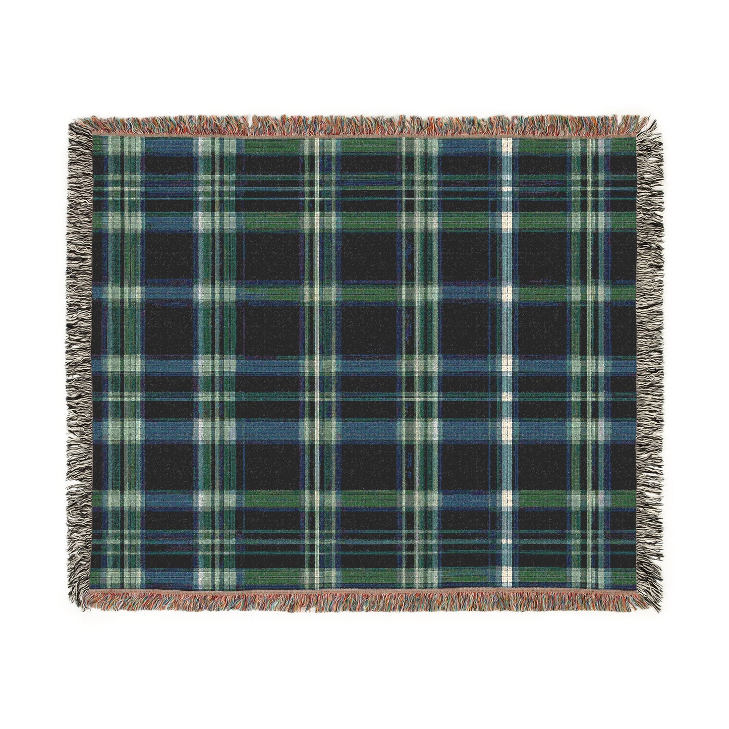 Tartan Plaid Design Cozy Reading Throw for Book Lovers Cotton Woven Fringed Picnic Blanket Wall Art