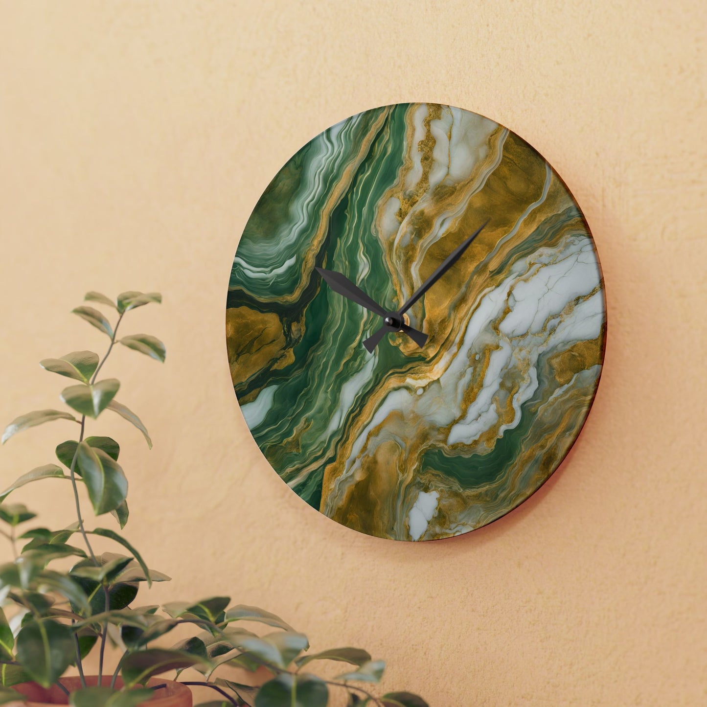 Acrylic Stone-Look Calacatta Quartz-Inspired Unique Design Acrylic Wall Clock Agate Crystal Lover Gemologist Gift Nature Lover Rock Gift