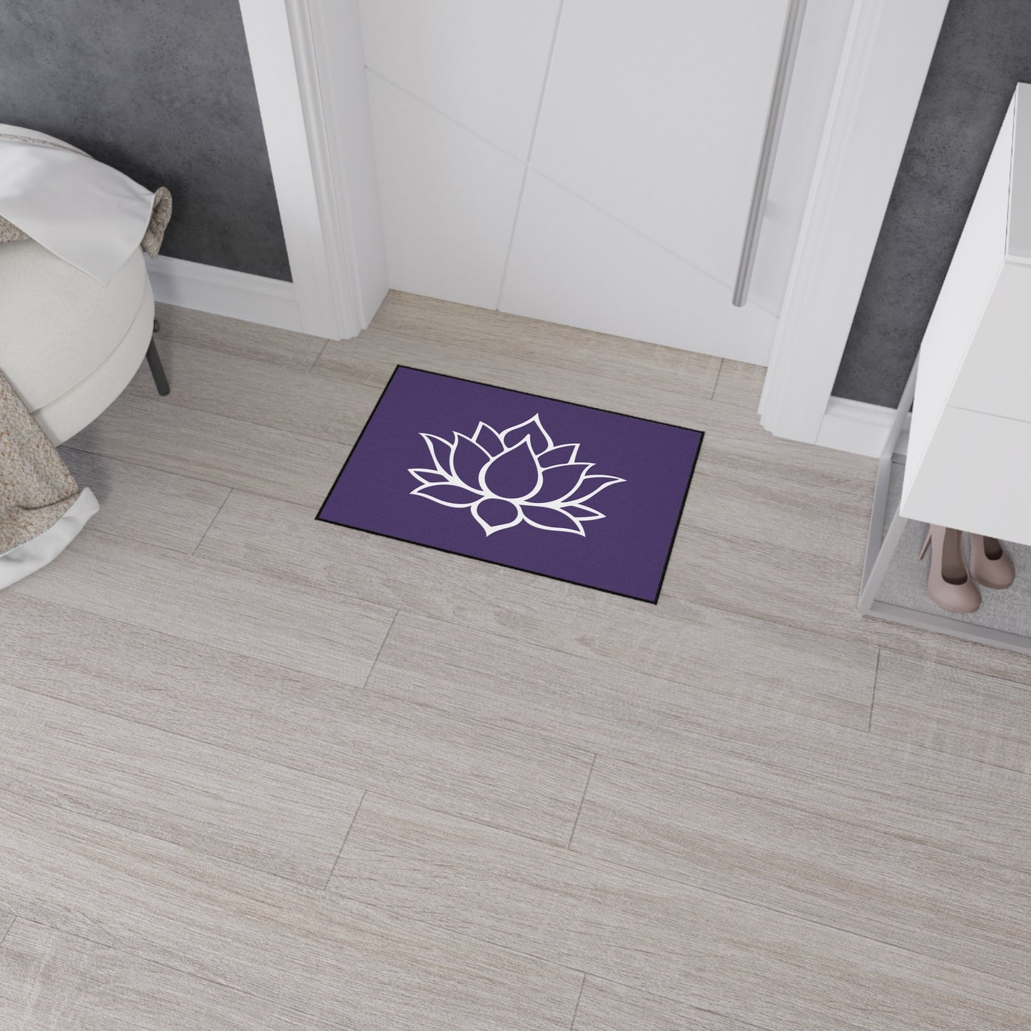Decorative Heavy Duty Non-Slip Floor Mat Stylish Design Perfect for Entryway Kitchen Décor Purple Lotus Blossom Floral Design Rug Bath Mat