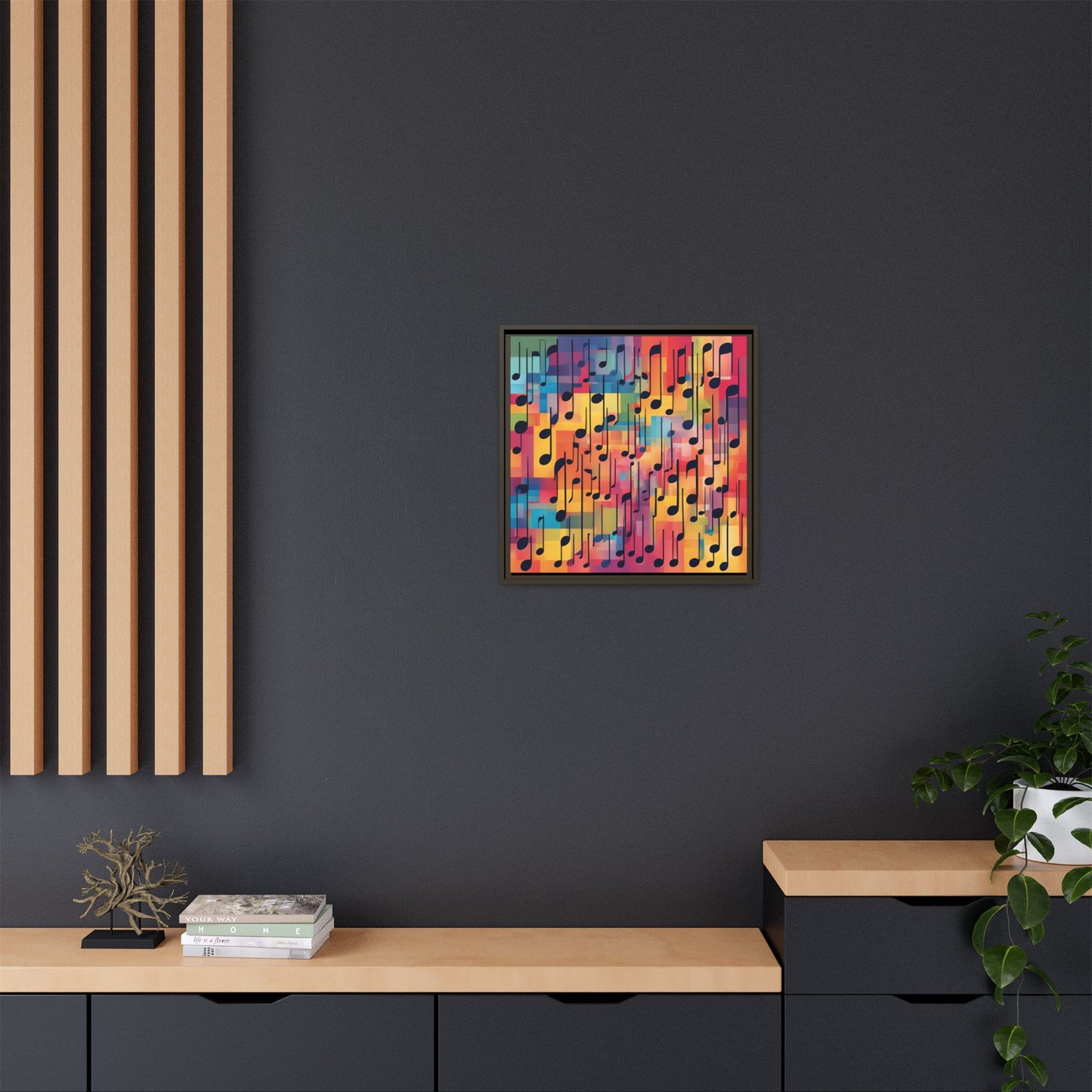 Modern Music-Themed Print Abstract Design Unique Framed Canvas Print Treble Clef Note Wall Art Music Lover Gift Decor 3 frame colors