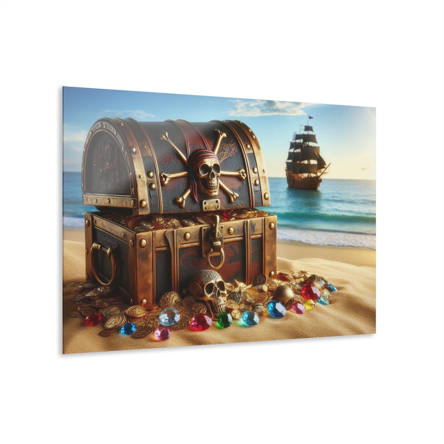 Pirate's Booty Tropical Island Treasure Ocean Vacation Acrylic Print Wall Art Outdoors Gift Beachy Nature Ship Artwork Modern Home Decor