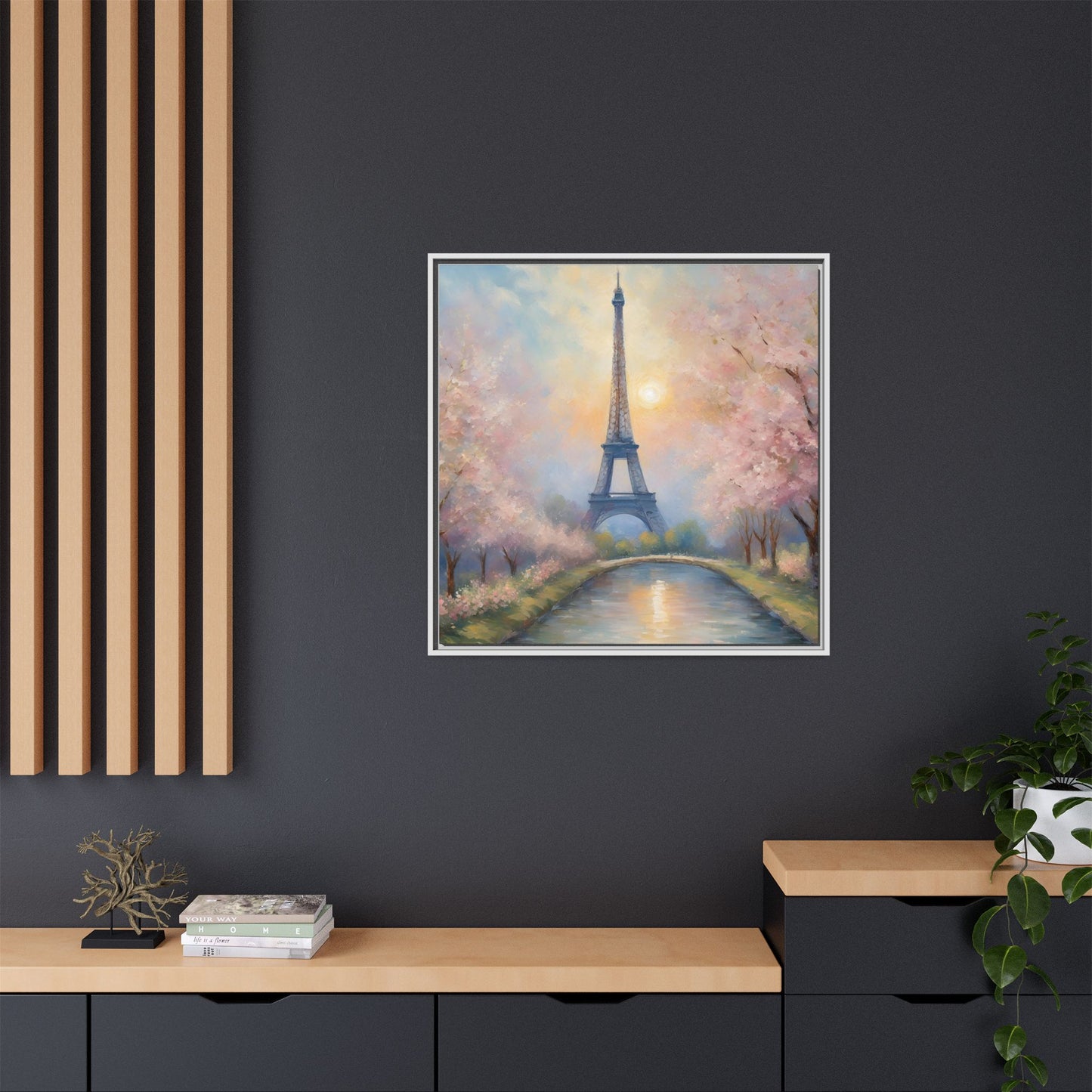 Modern Abstract Pastel Eiffel Tower Design Unique Framed Colorful Canvas Landscape Wall Art Paris France Gift Landscape Gift 3 frame colors