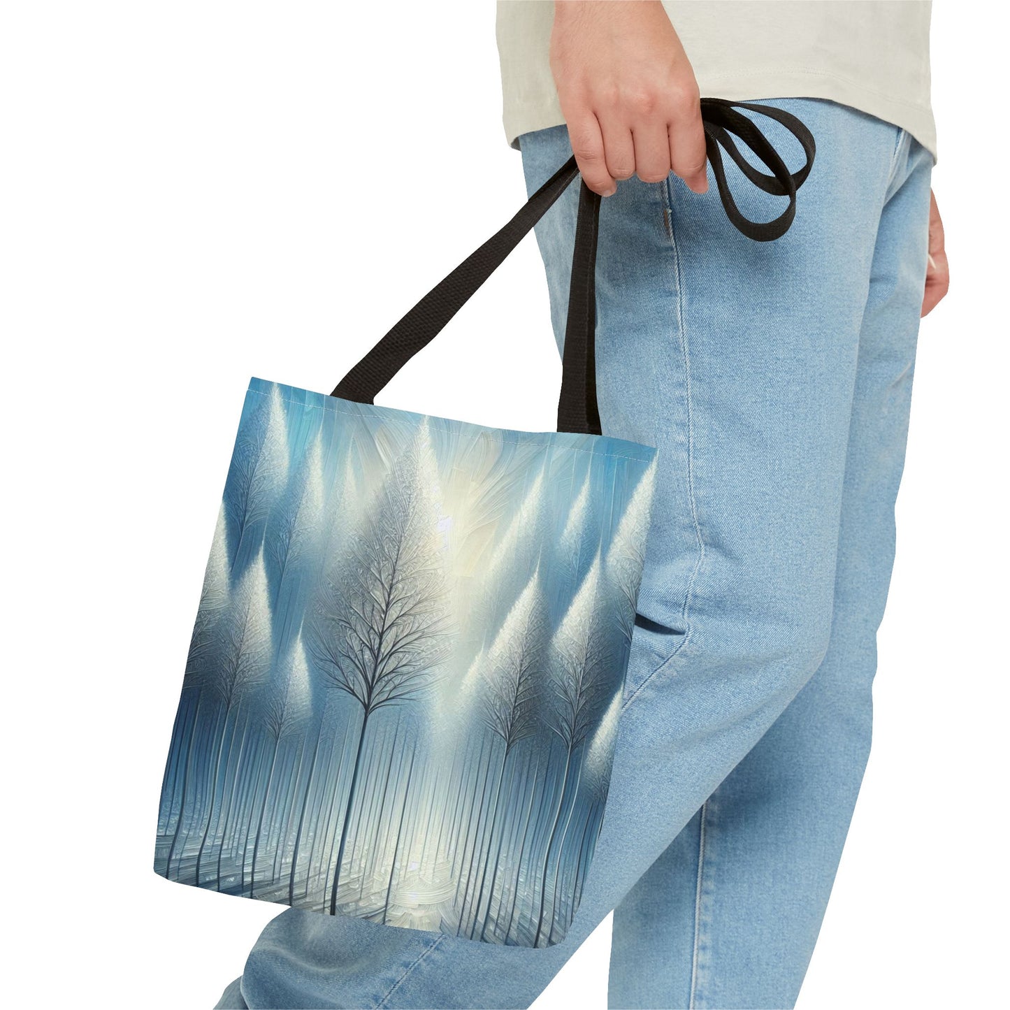 Snowy Christmas Tote Bag Holiday Cheer Gift Glam Winter Accessory Reusable Winter Tree Shopping Bag Xmas Joy Gift Unisex Bag for Him Her