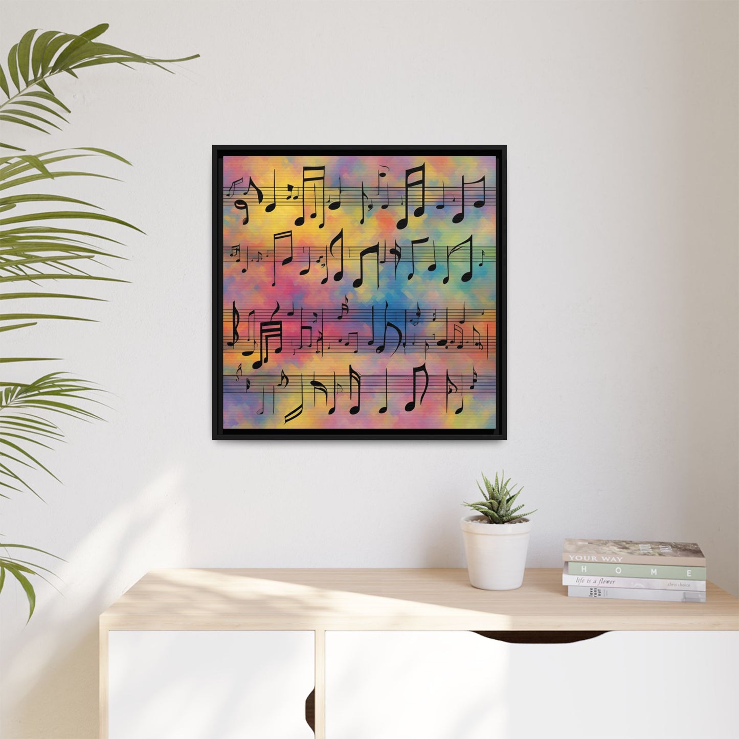 Modern Music-Themed Print Abstract Design Unique Framed Canvas Print Sheet Music Wall Art Music Lover Gift Decor 3 frame colors
