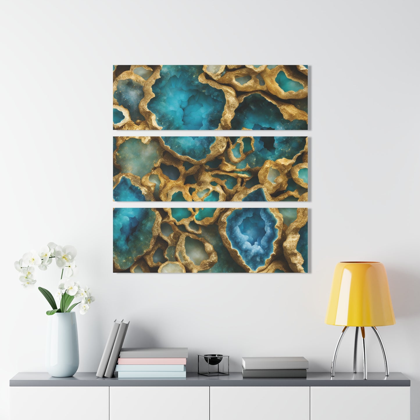 Stunning Geode Quartz Crystal Design Triptych Acrylic Print Wall Art Nature Lover Gift Geology Rock Lover Gift