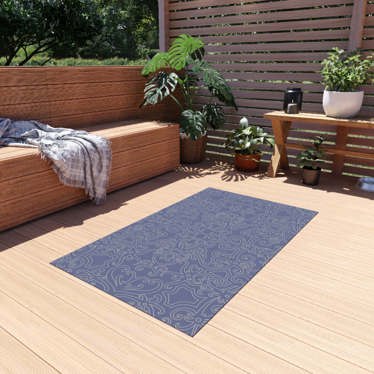 Chenille Outdoor Rug with No-Skid Backing Cozy Grey Outdoor Carpet Patio Decor Gazebo Rug Pool Area Decor Outdoor Kitchen Carpet