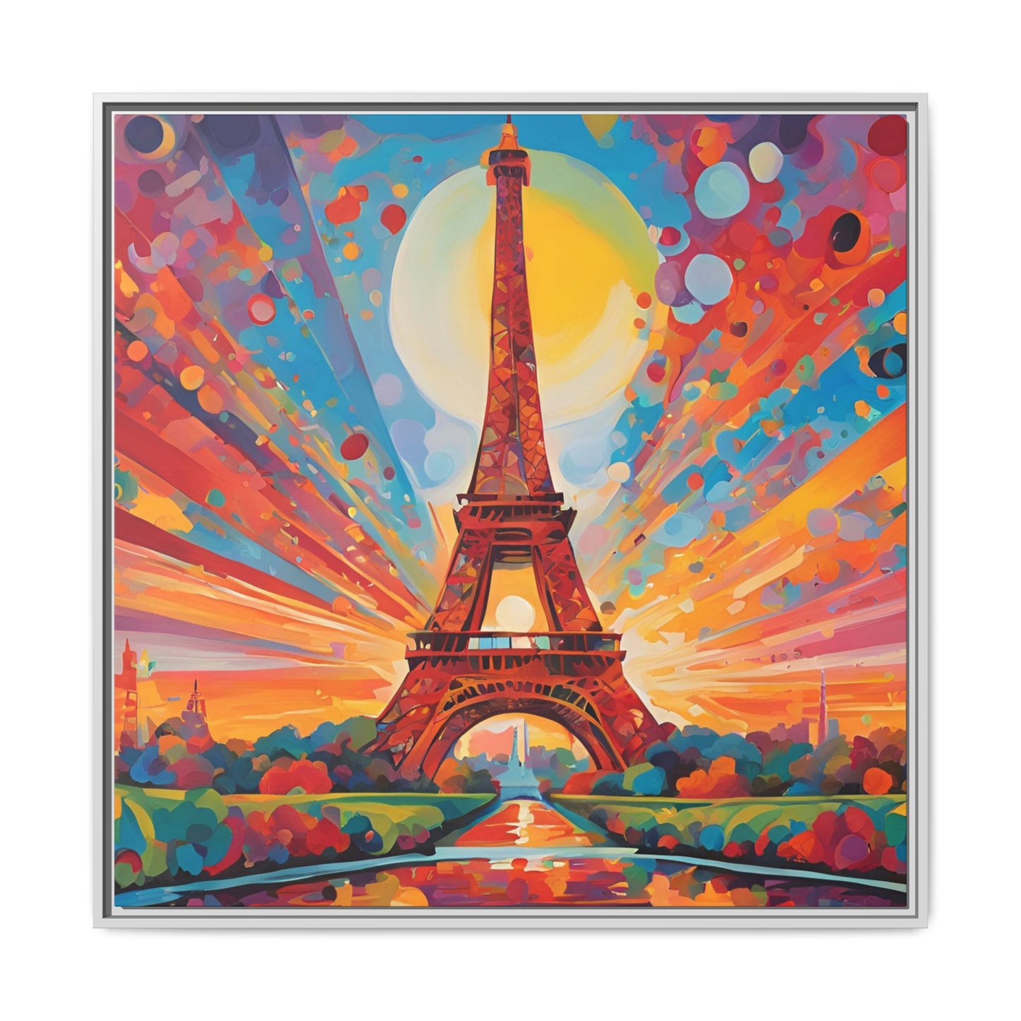 Modern Abstract Eiffel Tower Design Unique Framed Colorful Canvas Landscape Wall Art Paris France Gift Nature Lover Gift 3 frame colors