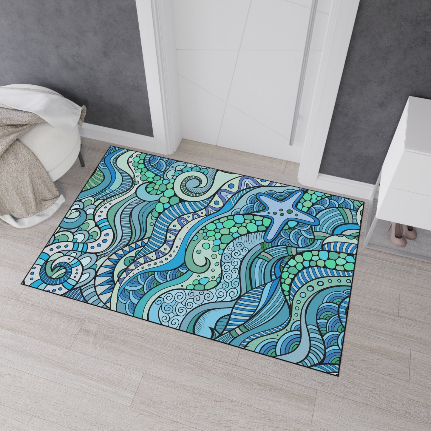 Decorative Heavy Duty Non-Slip Floor Mat Stylish Design Perfect for Entryway Kitchen Décor Garage Rug Coffee Bar Bathroom Floor Door Mat