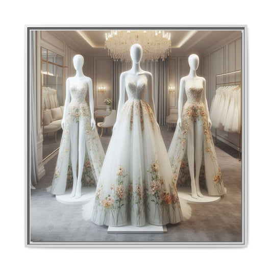 Fashion Formal Wedding Dress Framed Canvas Print Wall Art Unique Fashion Designer Style Haute Couture Fashionista Gift Decor 3 Frame Colors