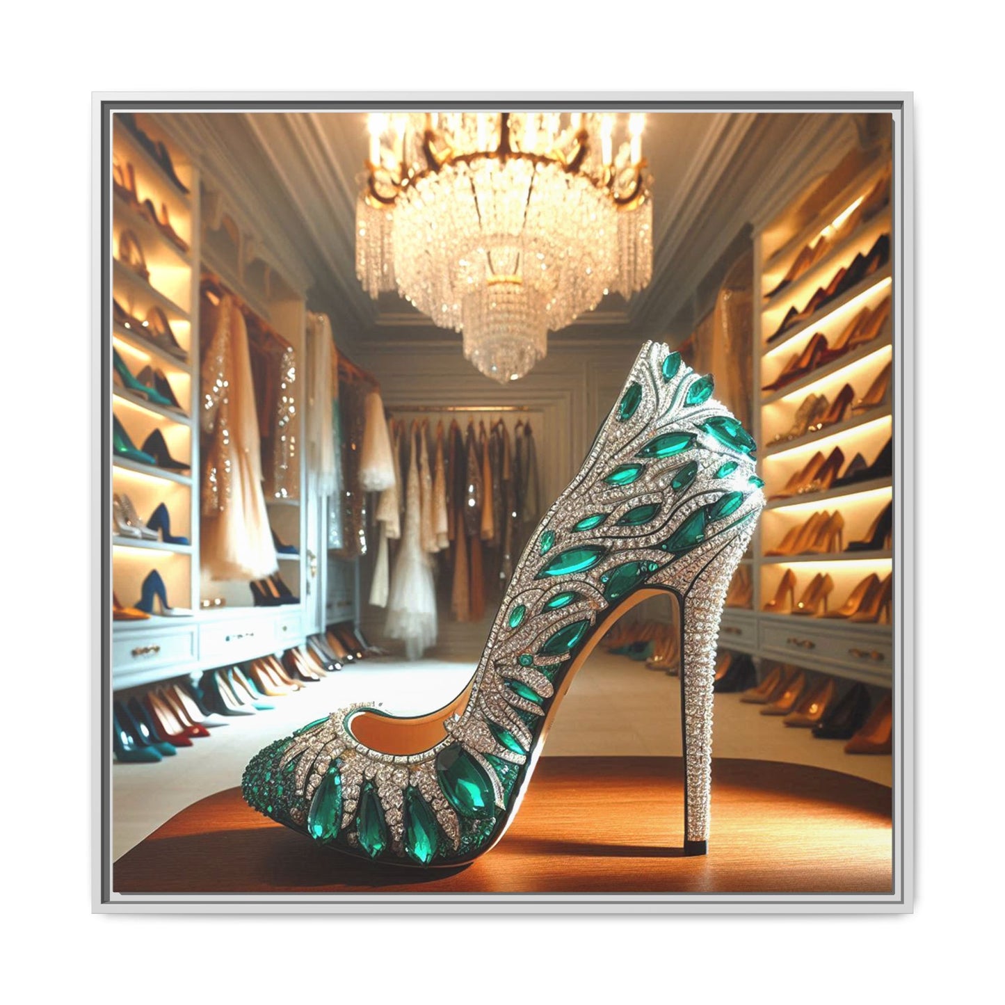 High Heel Shoe Framed Canvas Print Wall Art Unique Fashion Designer Style Haute Couture Shoe Lover Fashionista Gift Decor 3 Frame Colors