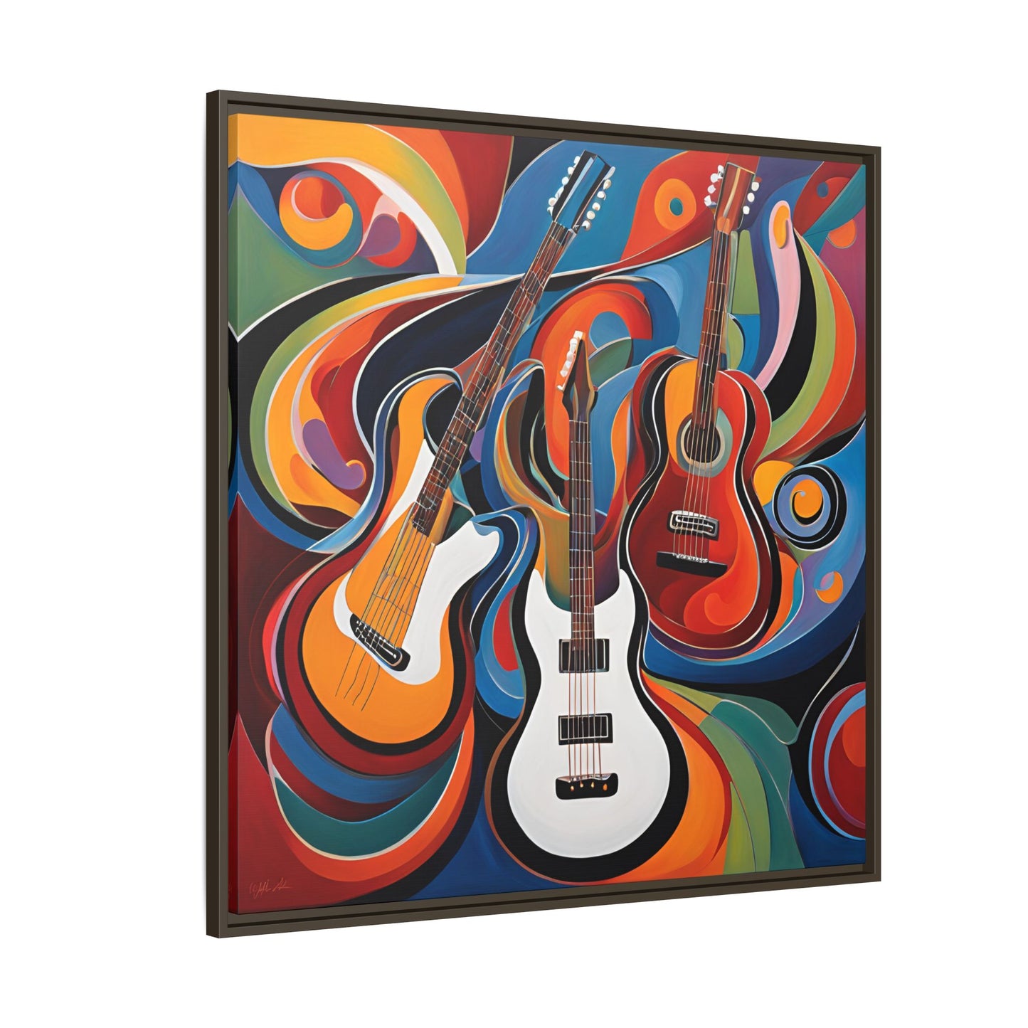 Modern Music-Themed Print Abstract Design Unique Framed Canvas Print Guitar Wall Art Music Lover Gift Decor 3 frame colors
