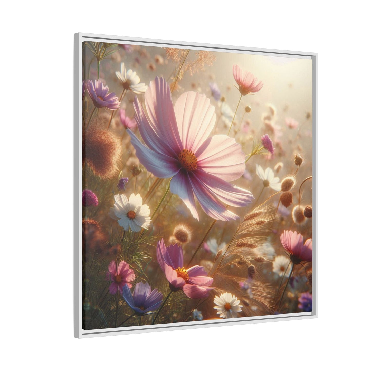 Floral Design Unique Framed Canvas Wall Art Flower Lover Gift Wildflower Artwork Nature Lover Lanscape Gift 3 frame colors