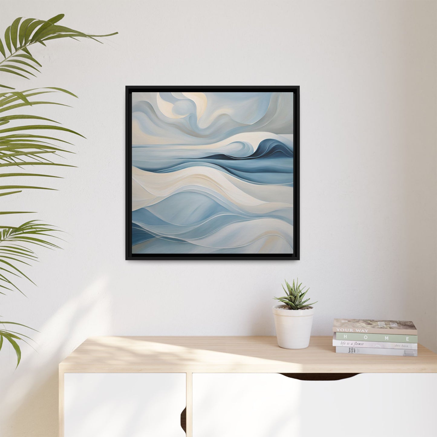 Modern Abstract Wave Design Unique Framed Canvas Wall Art Ocean Beach Gift Nature Lover Gift Underwater Sea Lover Gift 3 frame colors