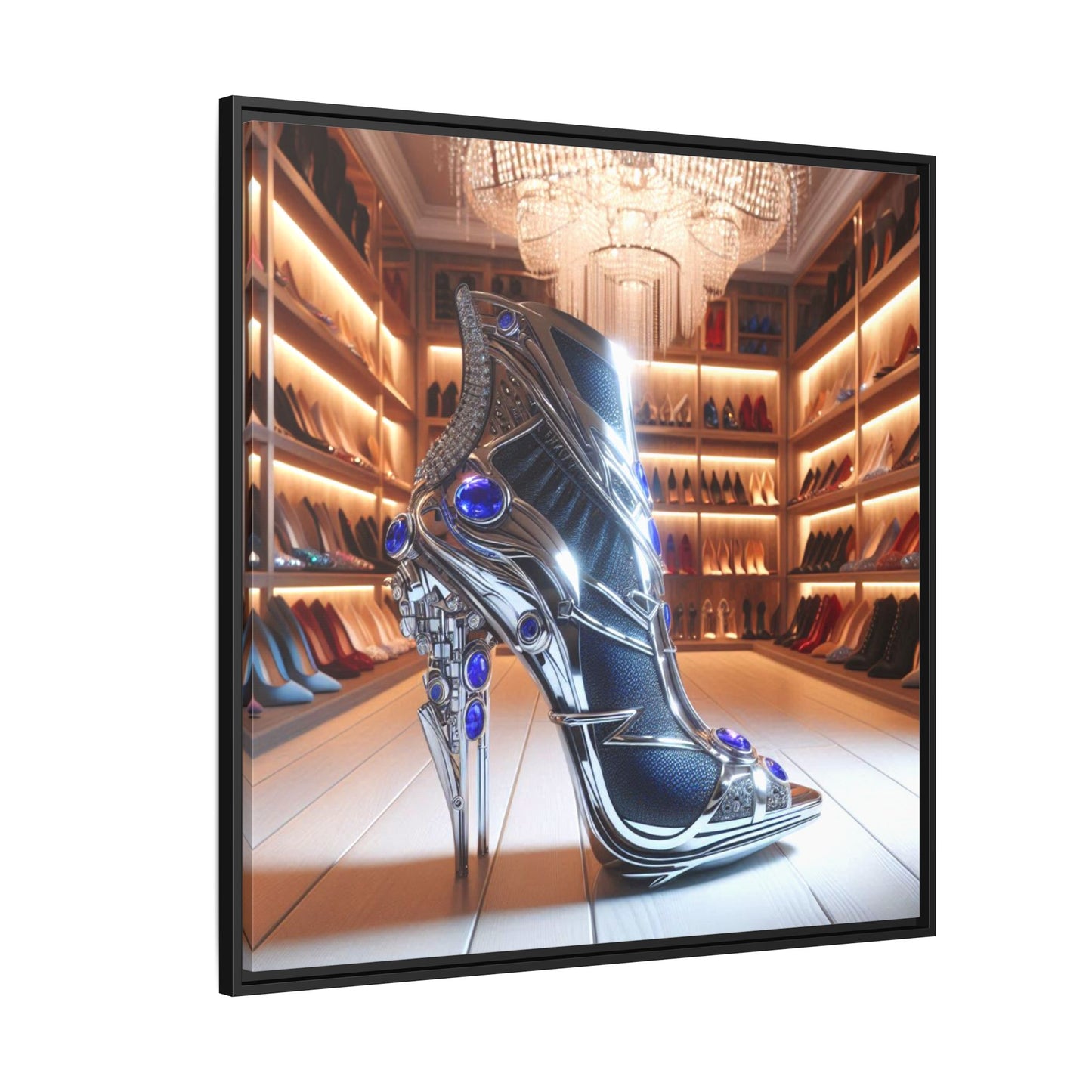 High Heel Shoe Framed Canvas Print Wall Art Unique Fashion Designer Style Haute Couture Shoe Lover Fashionista Gift Decor 3 Frame Colors