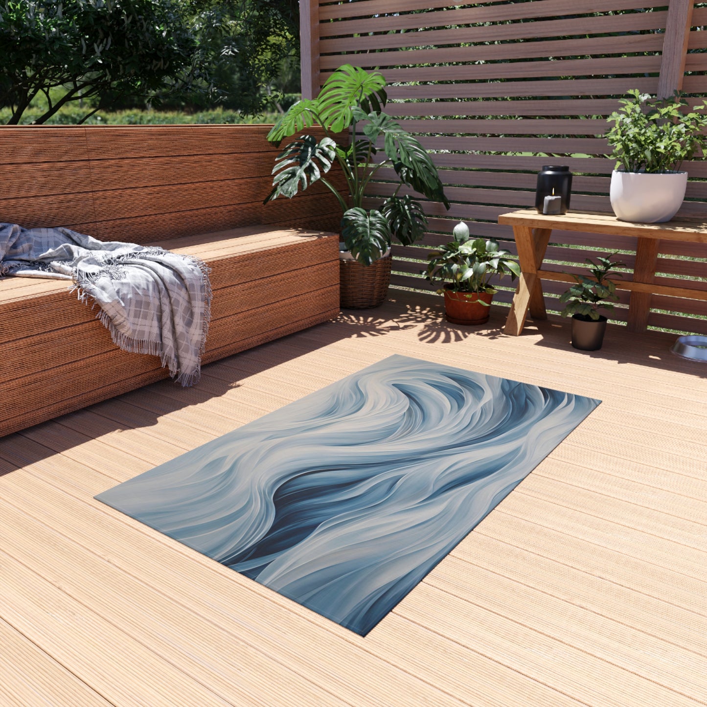 Chenille Outdoor Rug with No-Skid Backing Cozy Outdoor Carpet Patio Decor Gazebo Rug Pool Area Decor Outdoor Kitchen Carpet