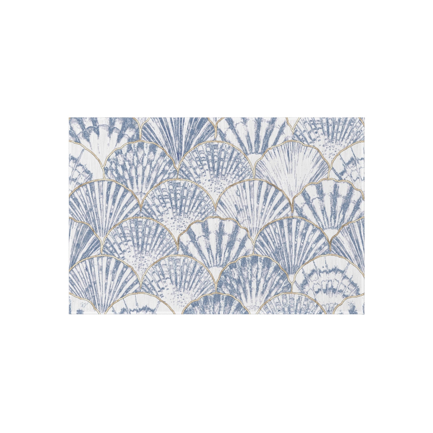 Clamshell Design Chenille Outdoor Rug with No-Skid Backing Cozy Outdoor Patio Carpet Oceanic Decor Gazebo Rug Pool Area Decor Kitchen Carpet