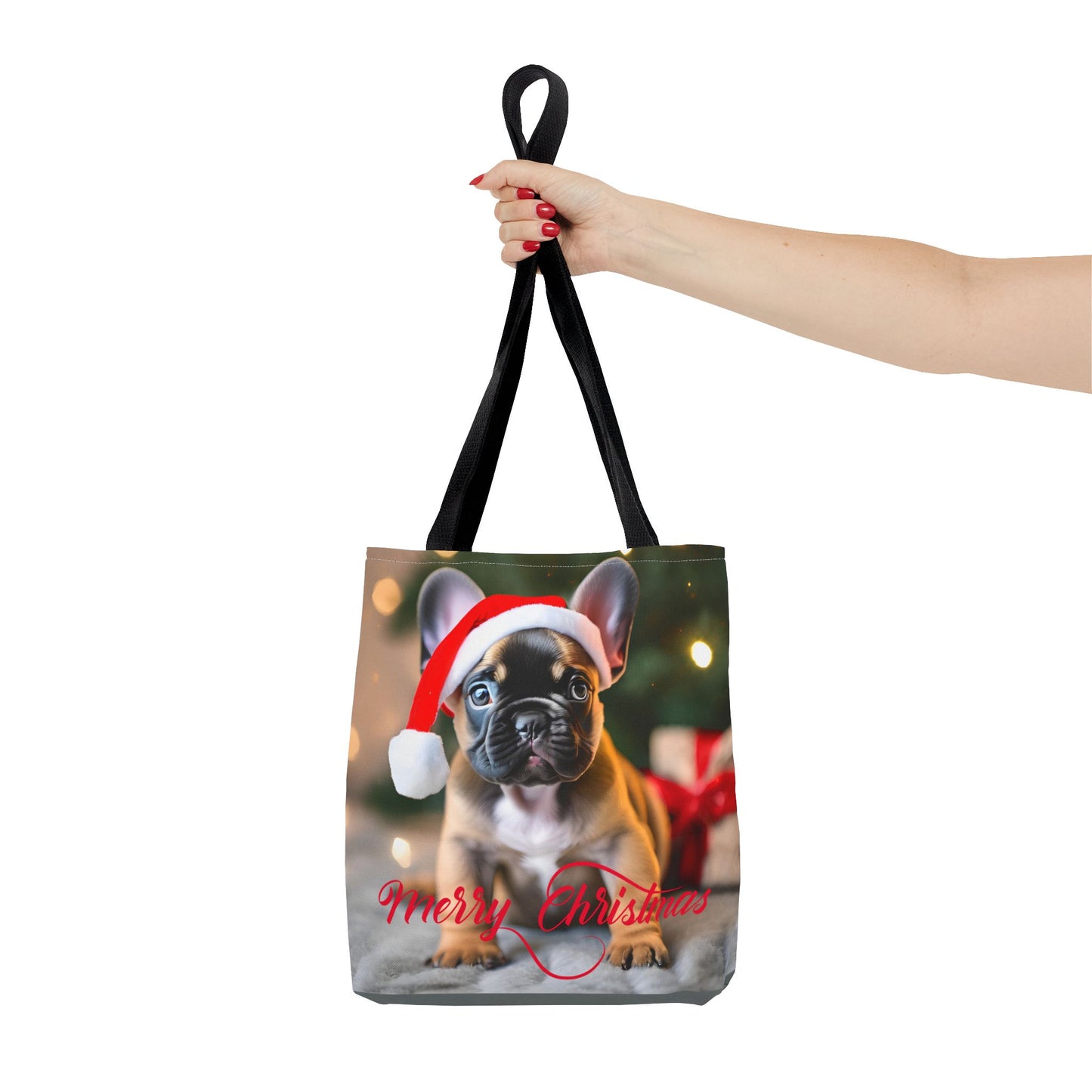 Merry Christmas Pug Tote Bag Holiday Cheer Gift Winter Accessory Reusable Winter Shopping Bag Xmas Dog Lover Gift Unisex Bag for Him Her