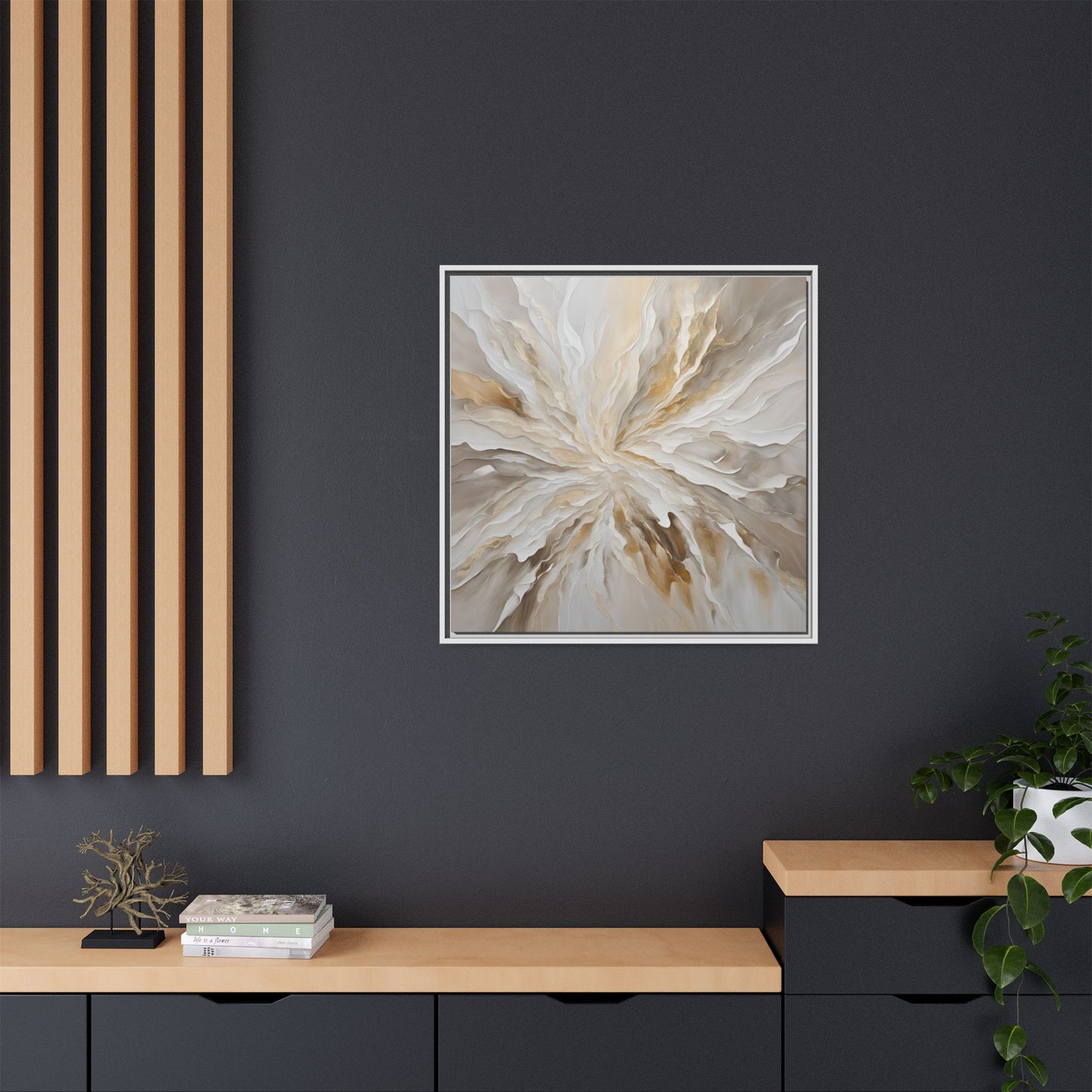 Modern Abstract Floral Design Unique Framed Canvas Wall Art Starburst Gift Nature Lover Gift Garden Lover Gift 3 frame colors