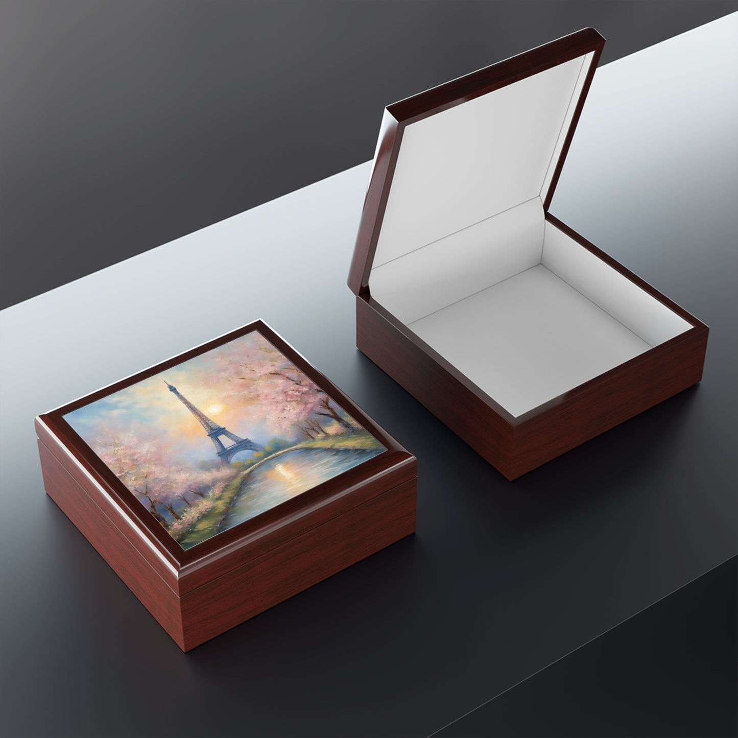 Unique Jewelry Box Paris Eiffel Tower Trinket Box Bedroom Dresser Palm Tree Decor French Design Vanity Gift Box - 3 colors to choose from