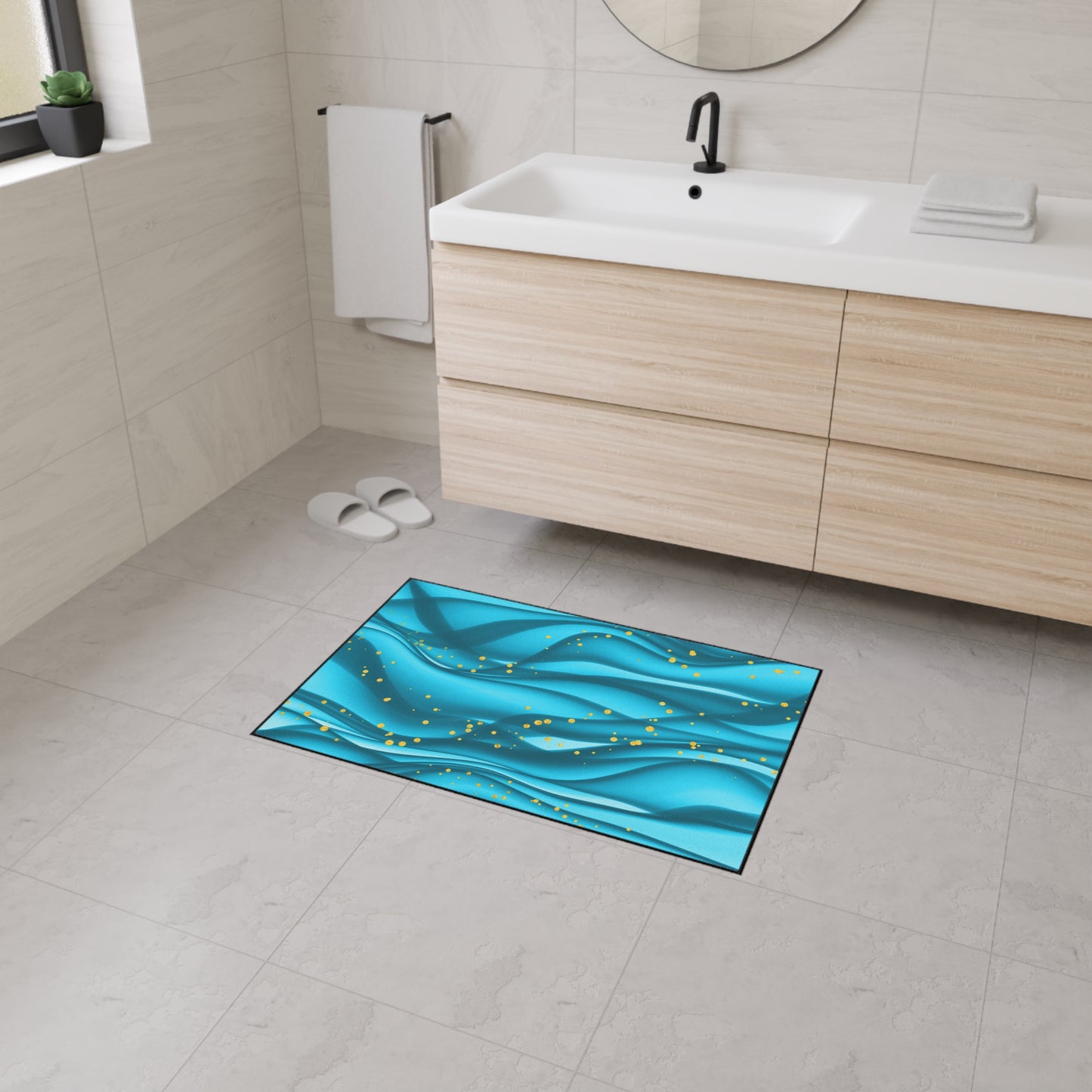 Decorative Heavy Duty Non-Slip Floor Mat Stylish Design Perfect for Entryway Kitchen Décor Beachy Wave Design Rug Tropical Bathroom Floor