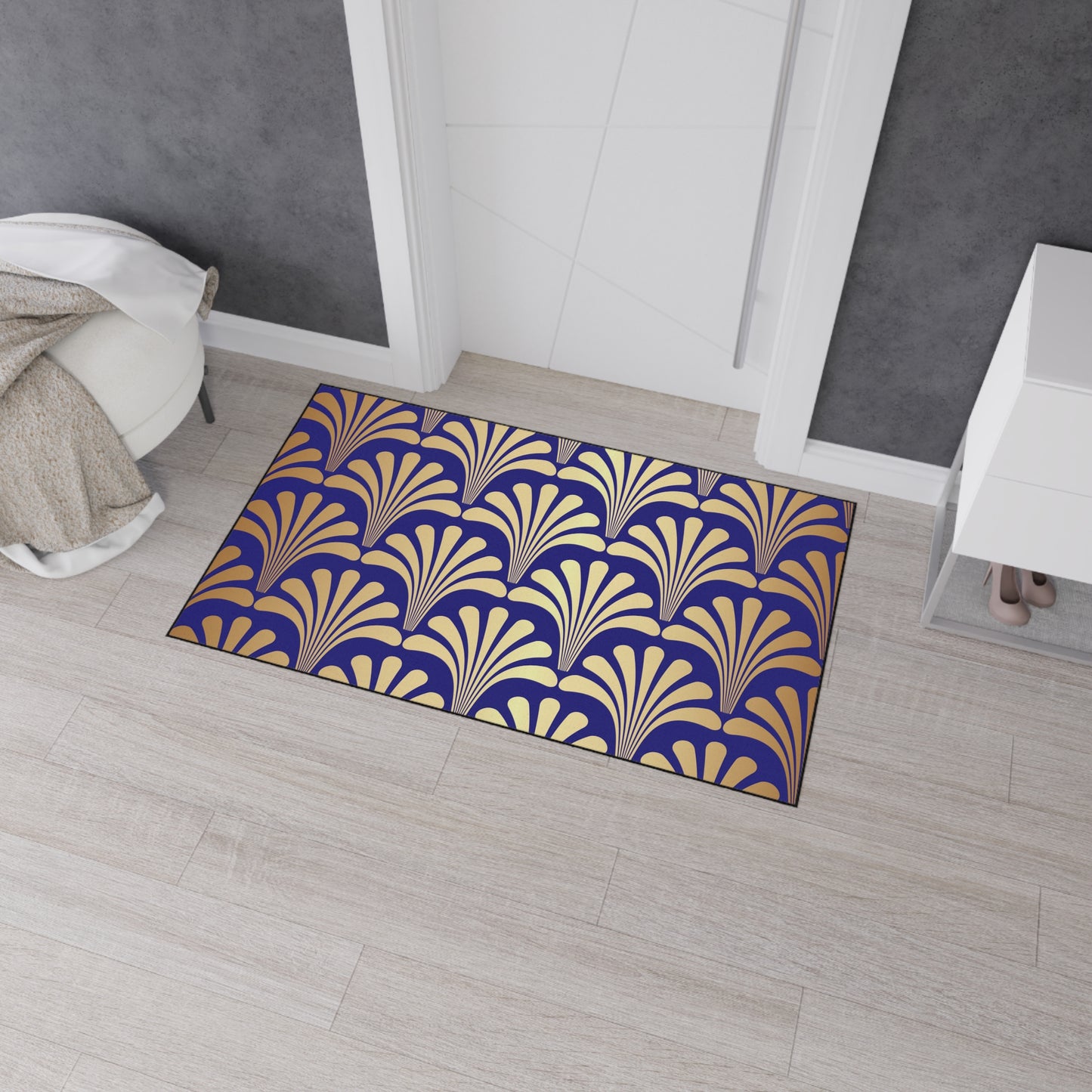 Decorative Heavy Duty Non-Slip Floor Mat Stylish Design Perfect for Entryway Kitchen Décor Blue Floral Geometric Design Rug Bathroom Mat