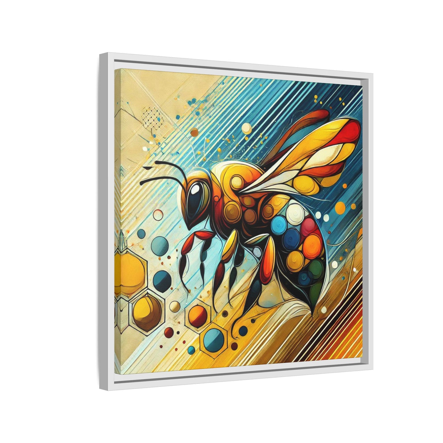 Modern Bee Print Abstract Design Unique Framed Canvas Print Insect Lover Wall Art Animal Lover Gift Nature Lover Decor 3 frame colors