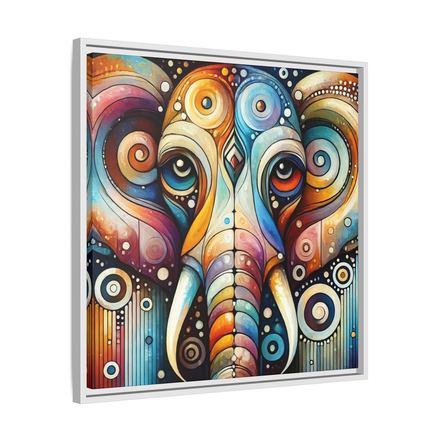 Modern Elephant Face Print Abstract Design Unique Framed Canvas Print African Wall Art Animal Lover Nature Lover Decor 3 frame colors