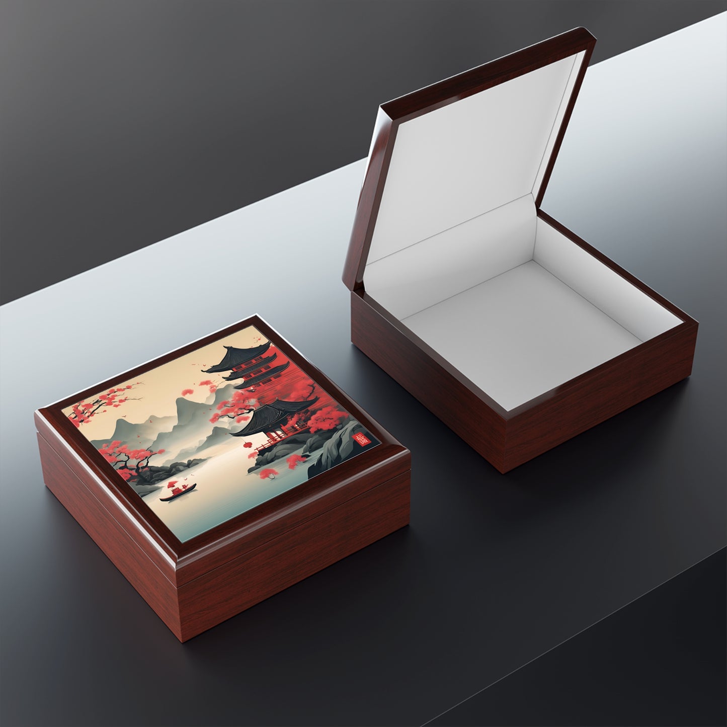 Unique Art Print Design Jewelry Box Trinket Box Bedroom Dresser Decor Vanity Gift Box - 3 colors to choose from