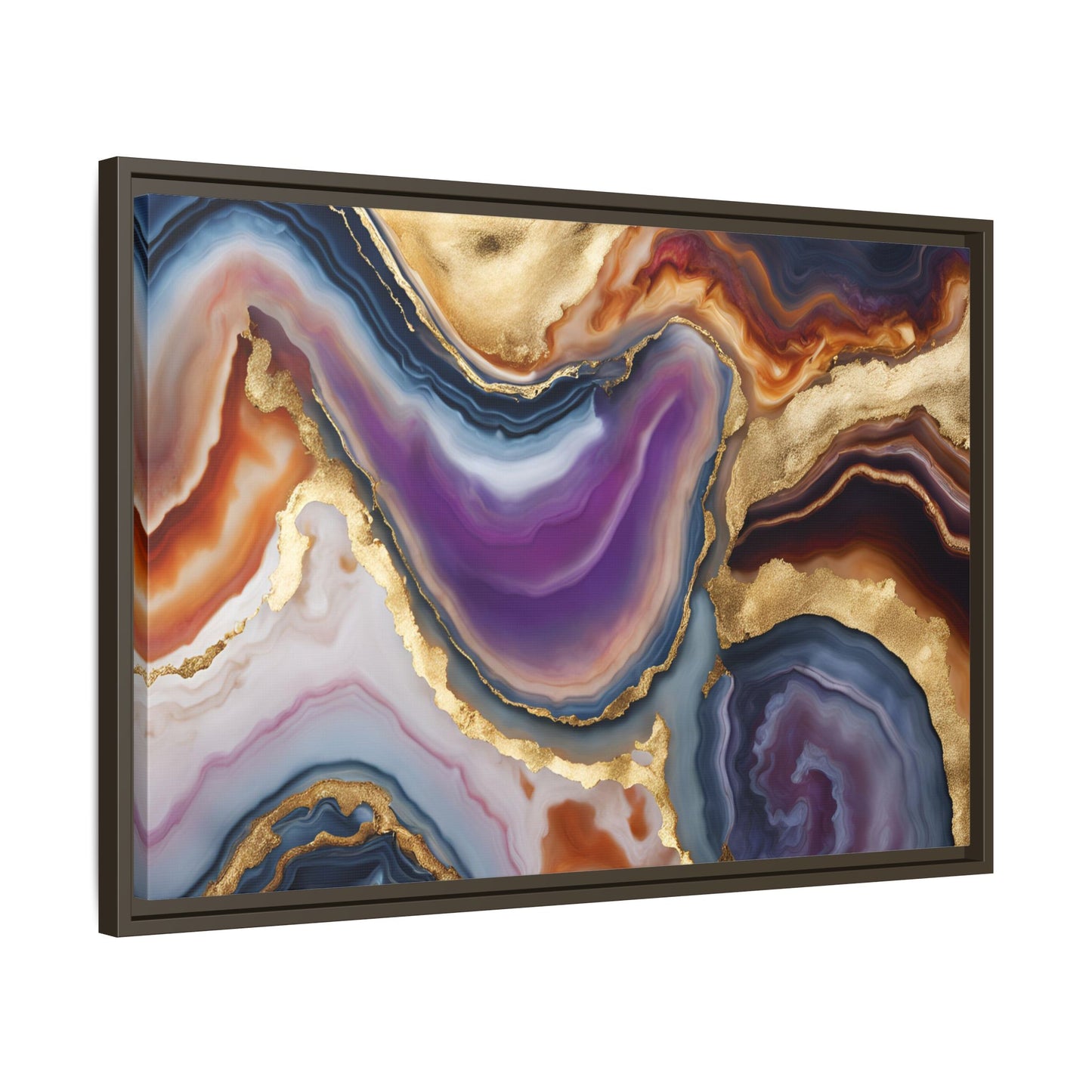 Colorful Agate Quartz Crystal Geode Design Print Matte Canvas Wall Art Nature Lover Gift Geology Rock Lover Gift 3 frame color choices