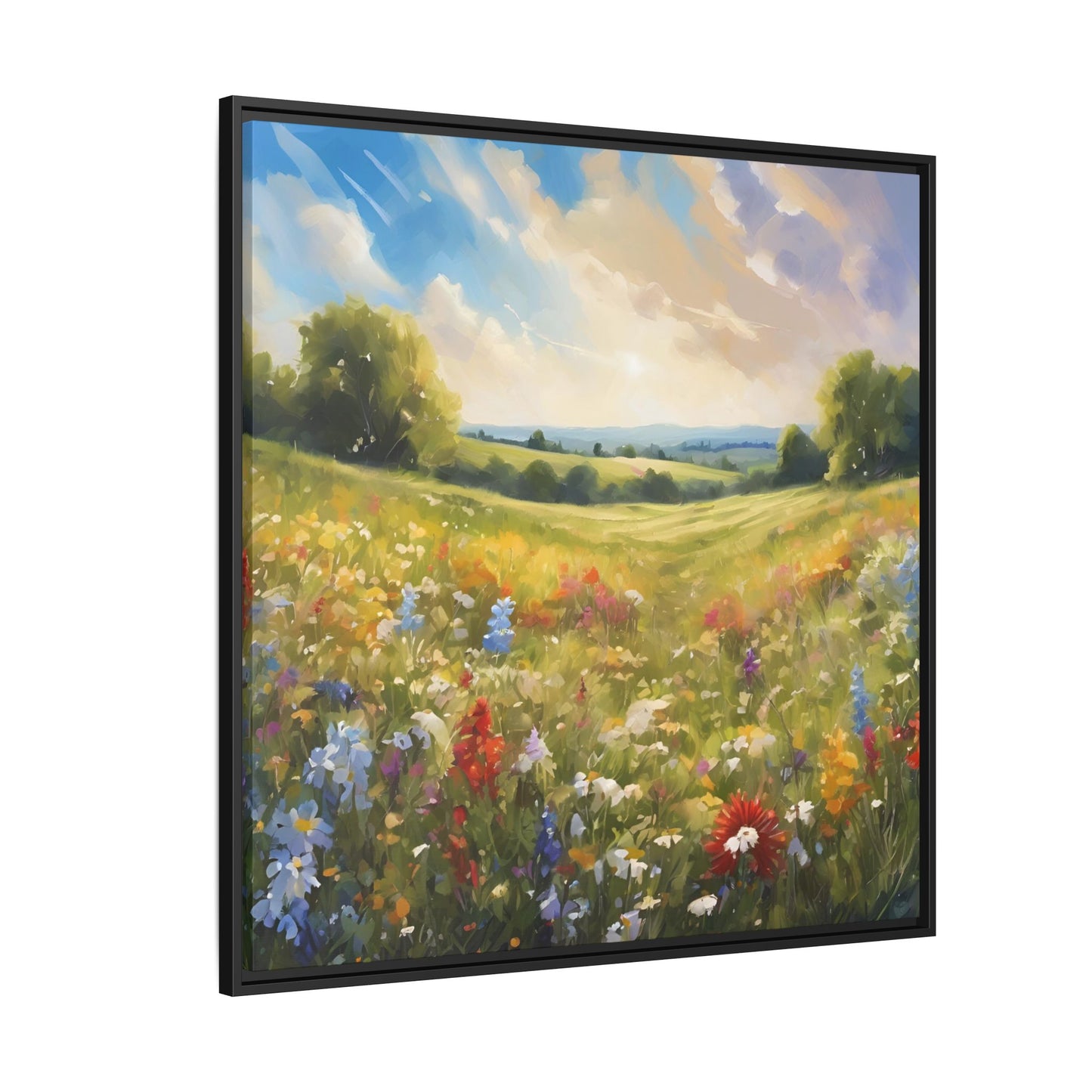 Modern Filed of Flowers Design Unique Framed Canvas Wall Art Gift Nature Lover Landscape Decor Gift 3 frame colors