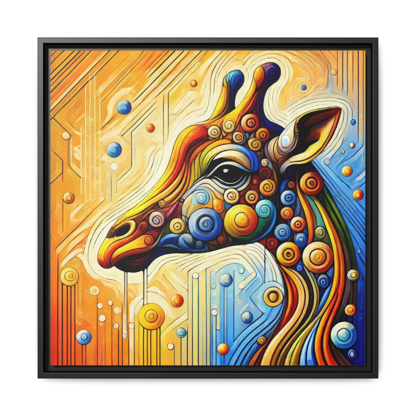 Modern Giraffe Print Abstract Design Unique Framed Canvas Print African Wall Art Animal Lover Gift Nature Lover Decor 3 frame colors