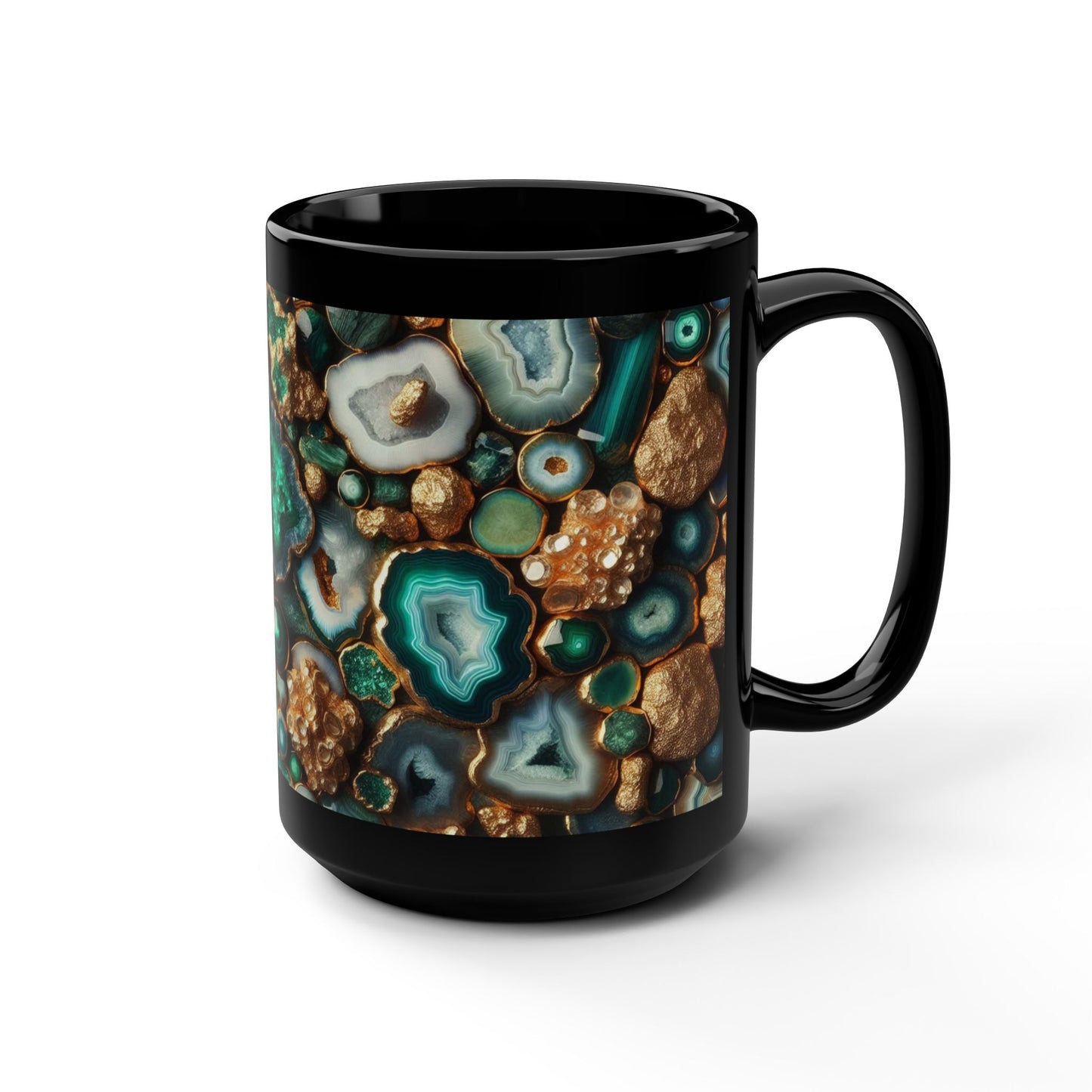 Ceramic Coffee Mug Quartz-Inspired Agate Image Nature Lover Ceramic Unique Colorful Teacup Geode Rock Gemstone Lover Ceramic 15 oz Mug
