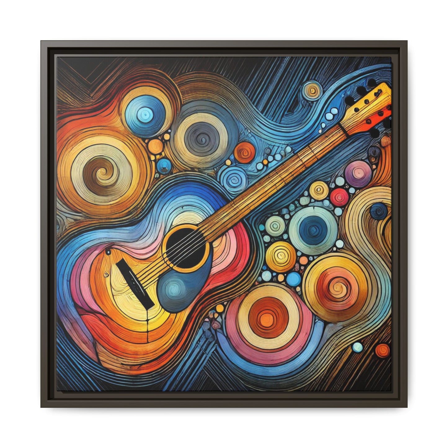 Modern Music-Themed Print Abstract Design Unique Framed Canvas Print Guitar Wall Art Music Lover Gift Decor 3 frame colors