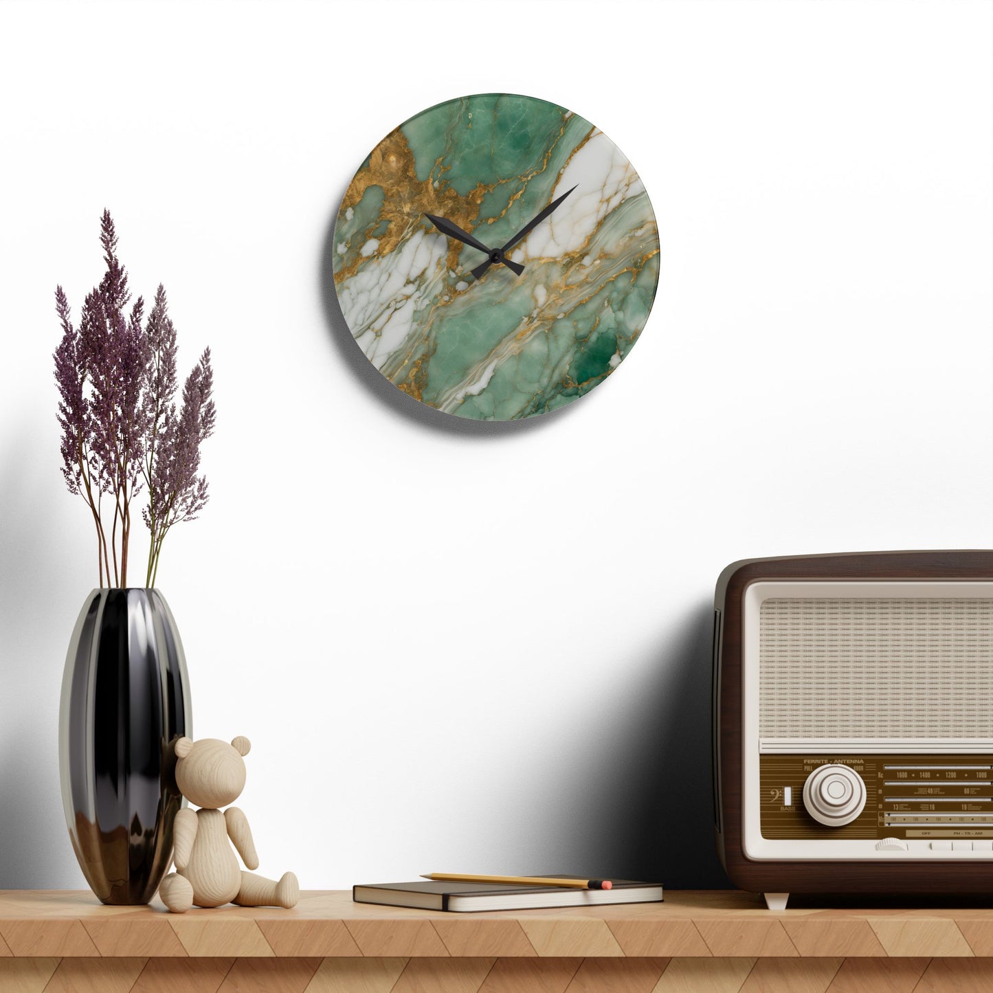 Acrylic Stone-Look Calacatta Quartz-Inspired Unique Design Acrylic Wall Clock Agate Crystal Lover Gemologist Gift Nature Lover Rock Gift